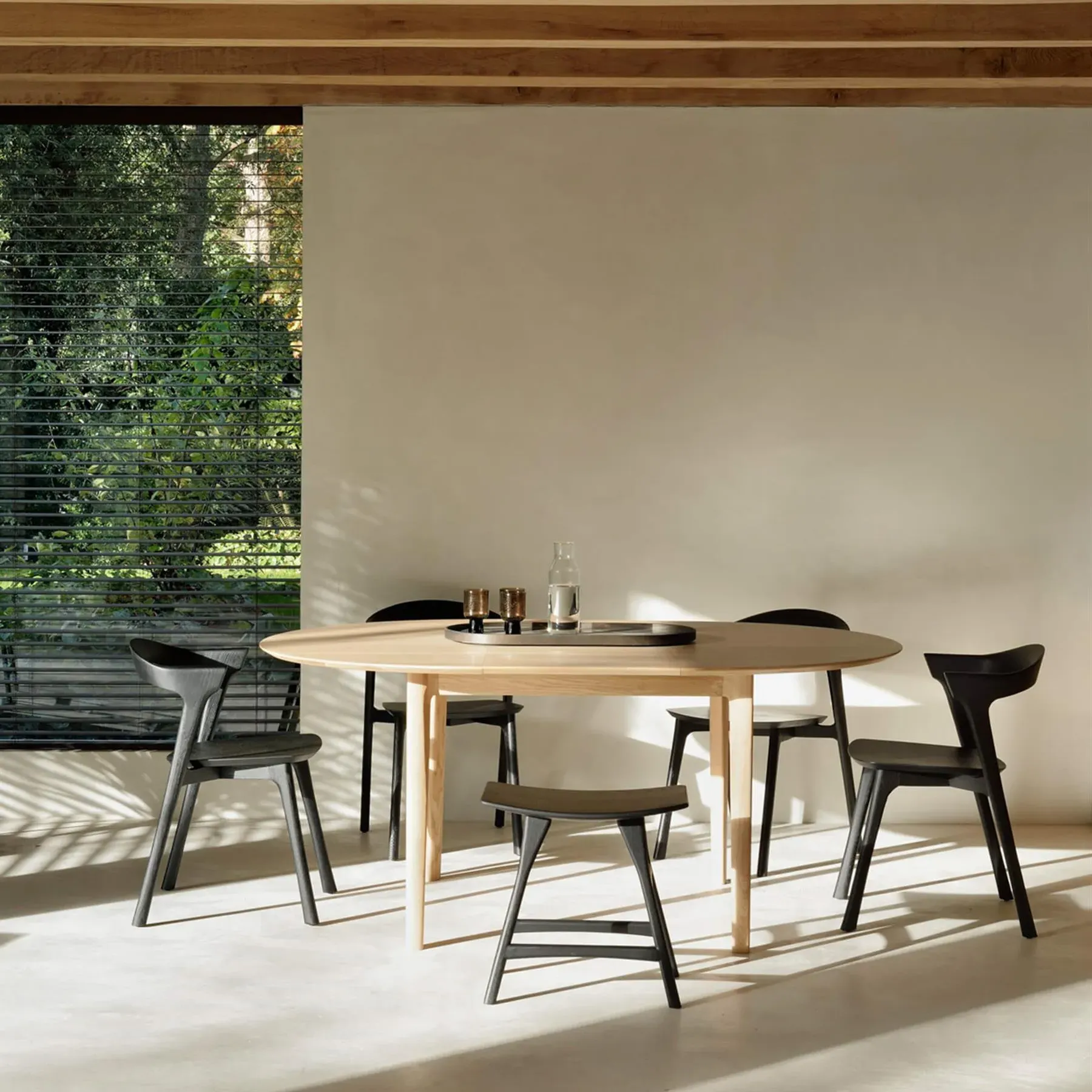 Round Extendable Dining Table - Oak, Solid Wood