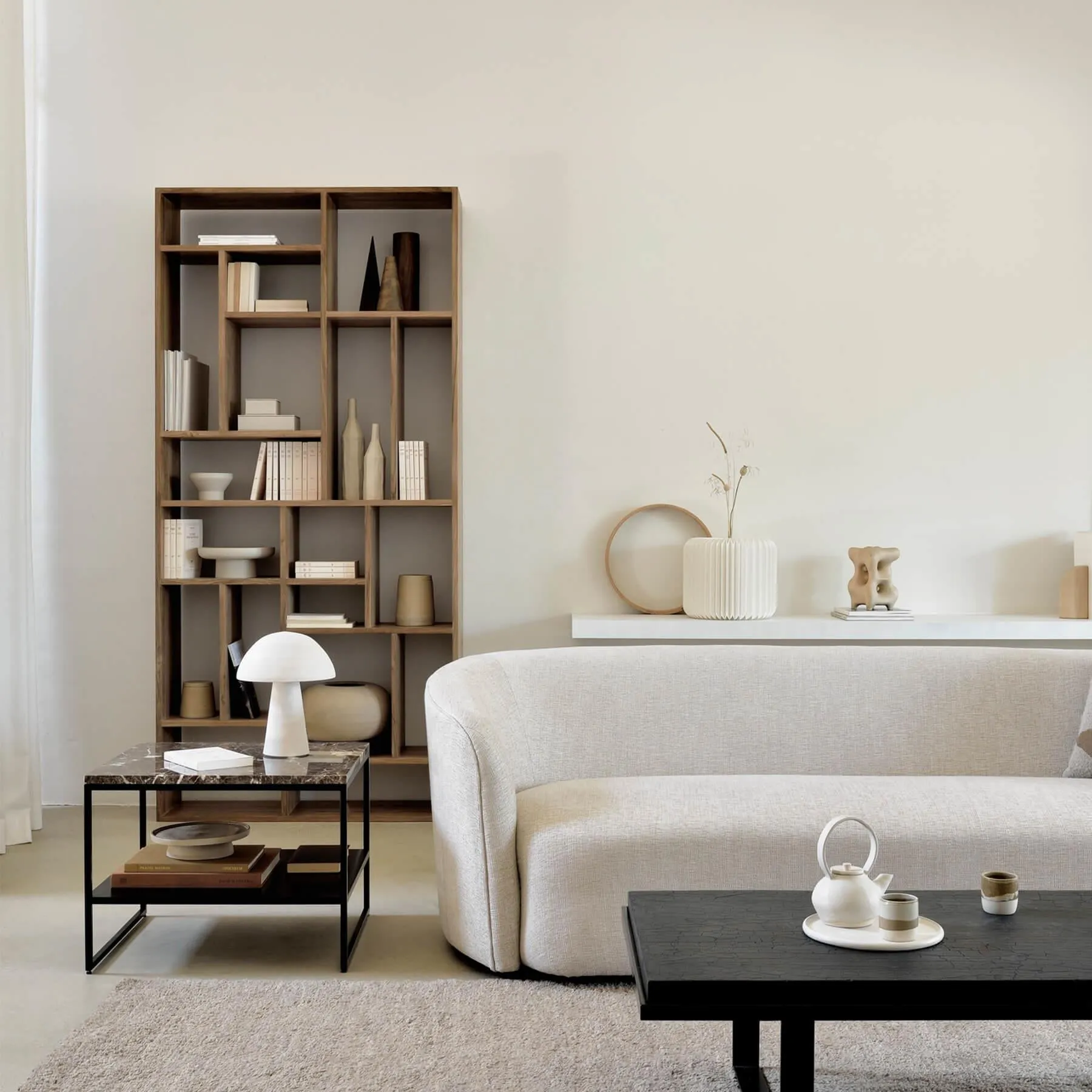 Small Shelf System Grid Design - Oak