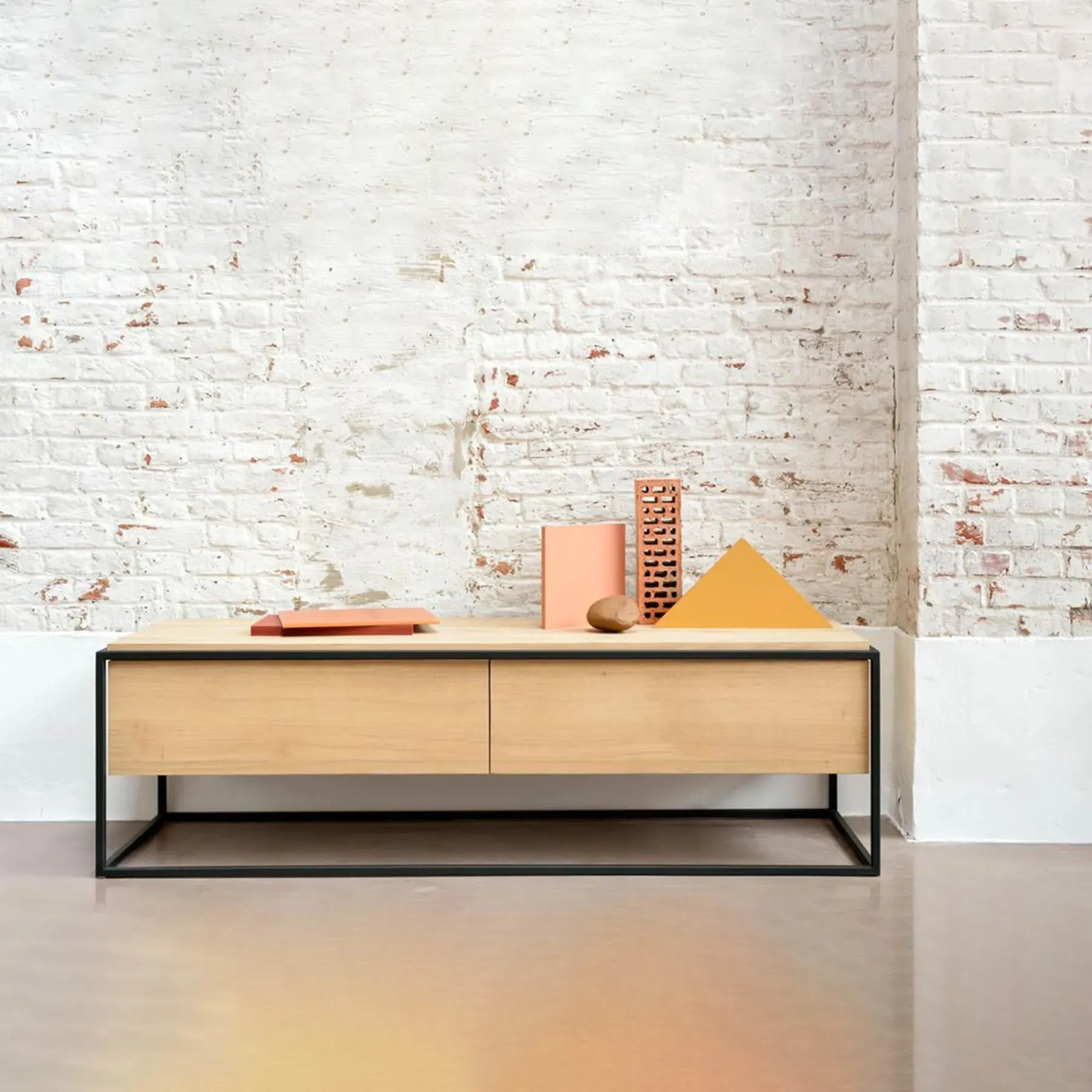 TV Cabinet with Storage - Black Oak, Solid Wood