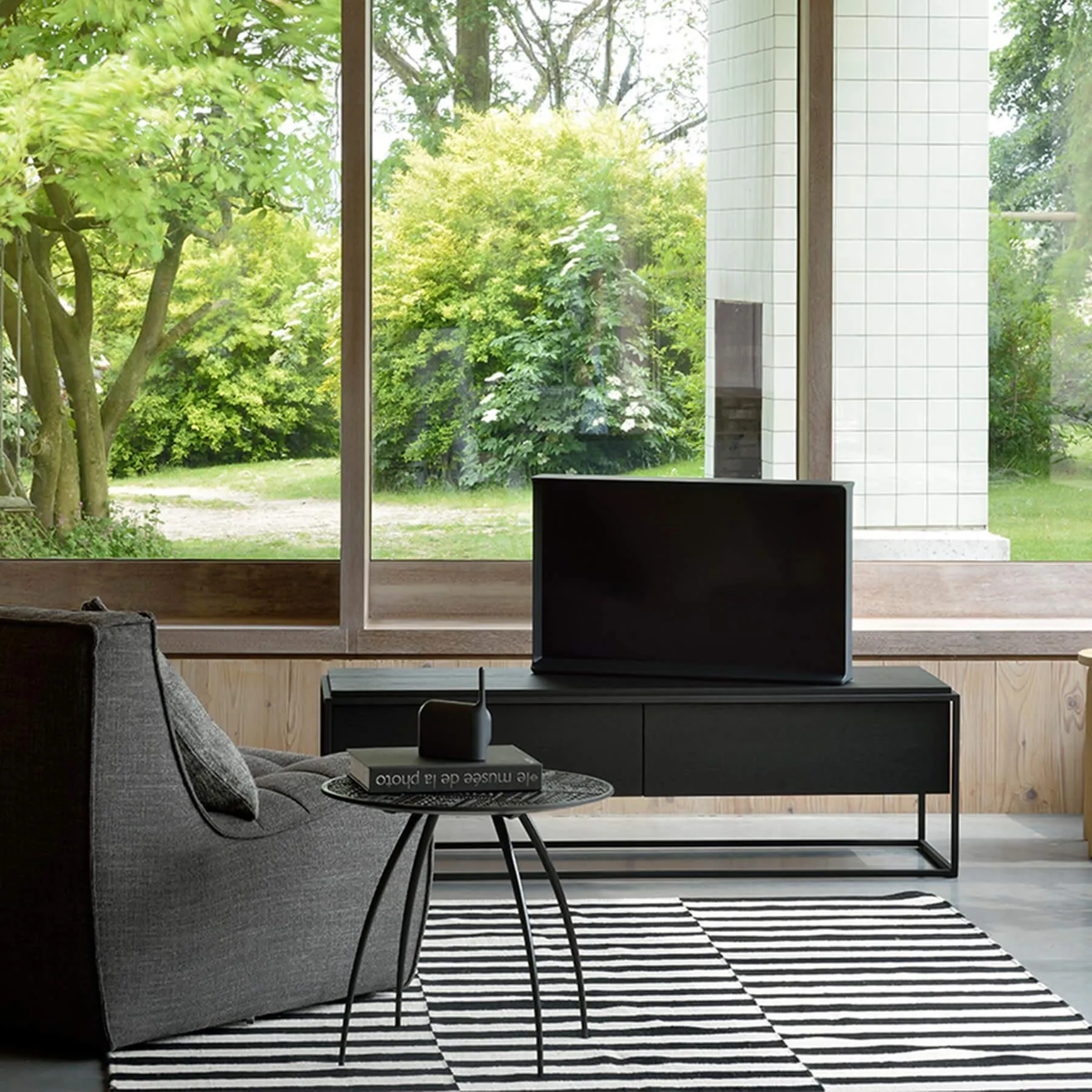 TV Cabinet with Storage - Oak, Solid Wood