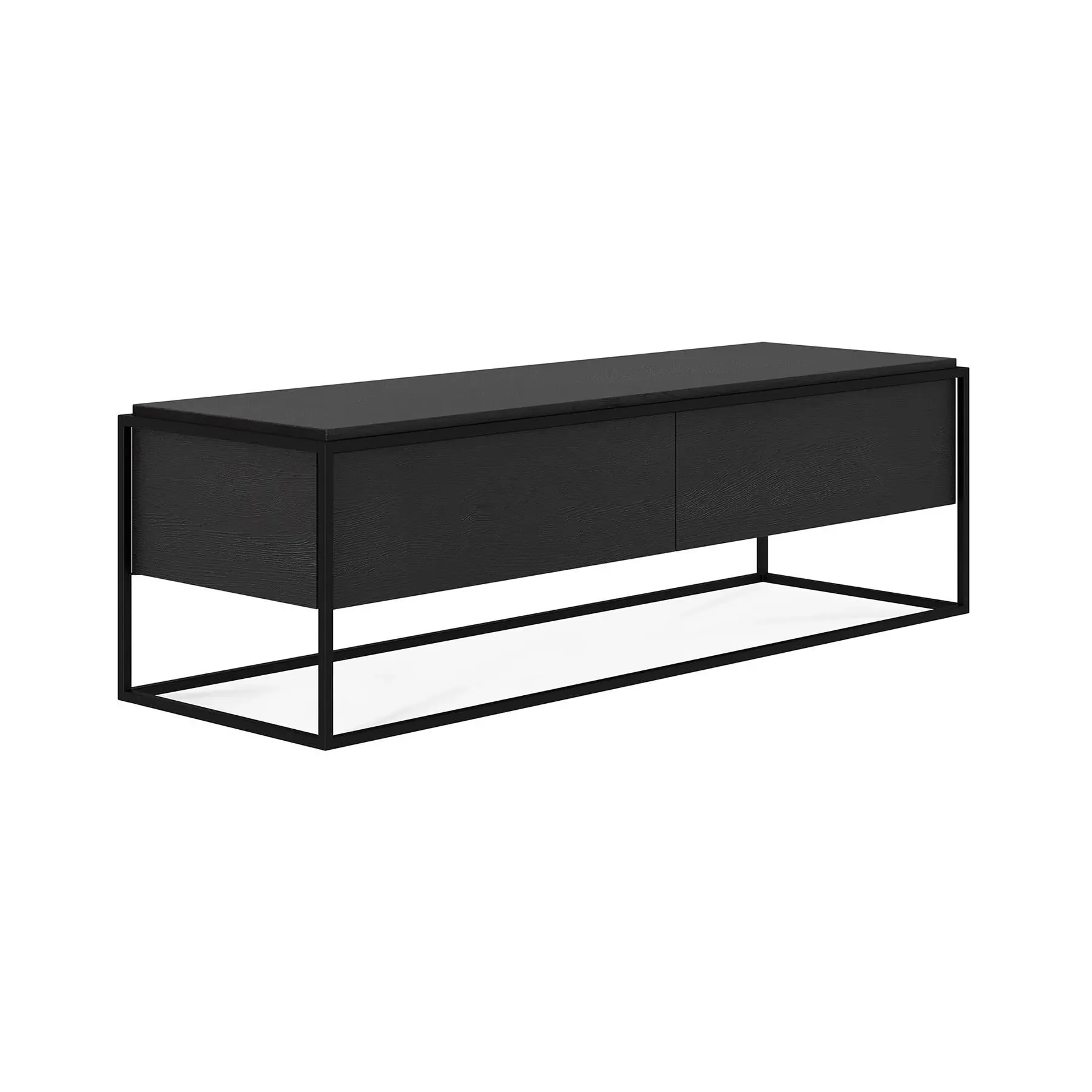 TV Cabinet with Storage - Oak, Solid Wood