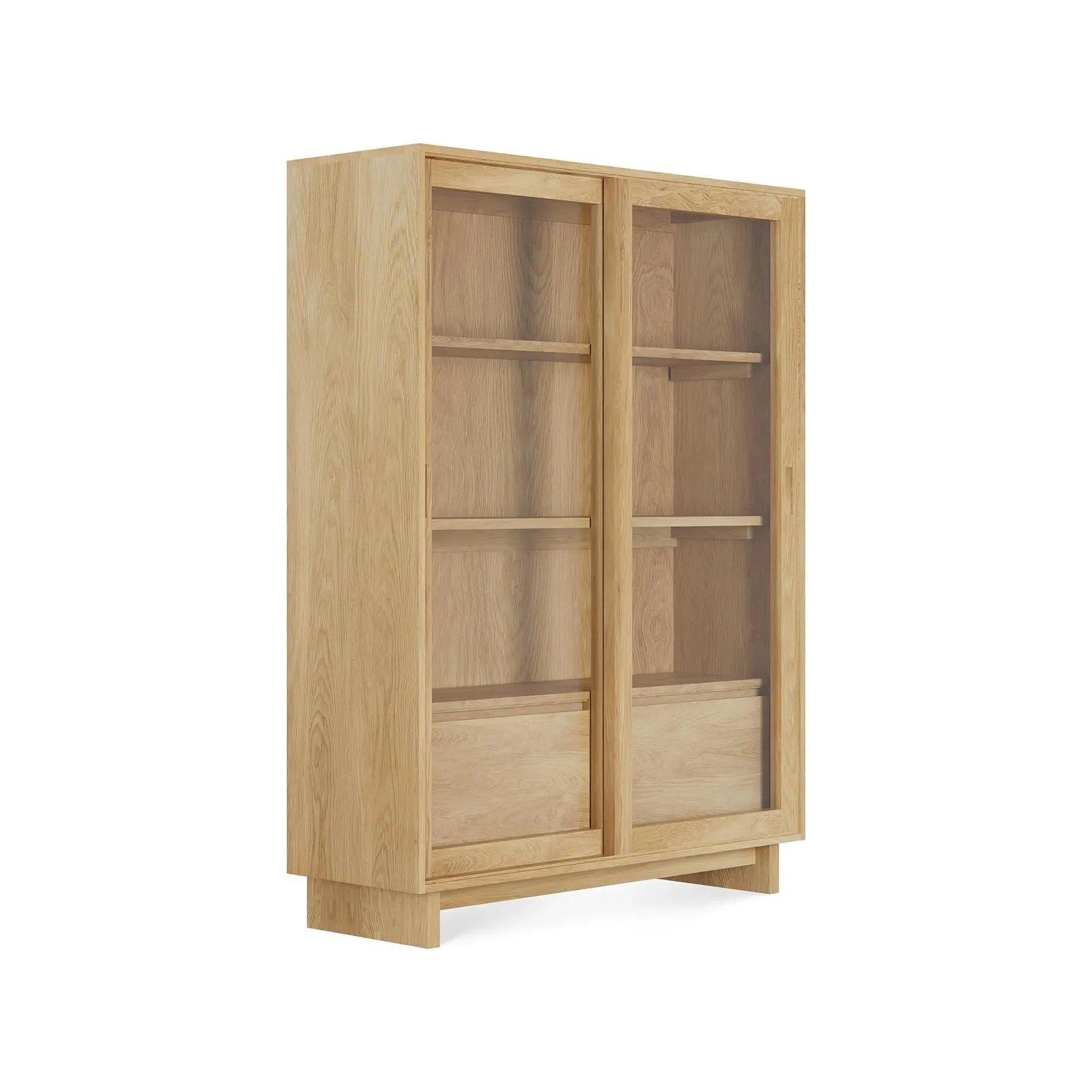 Wave Storage Cupboard with Sliding Doors - Oak