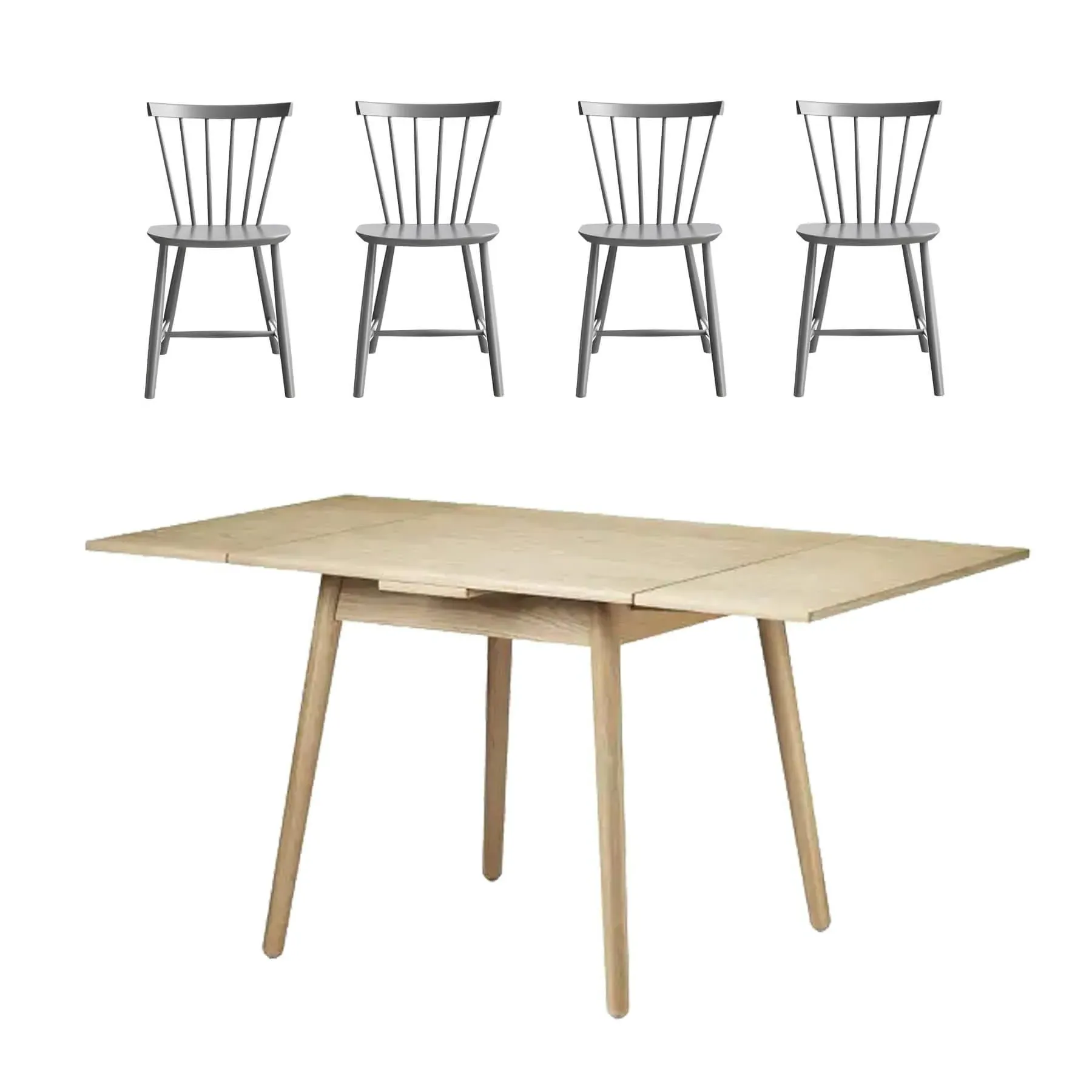 4-Seater Dining Set with Table - Black, Beech