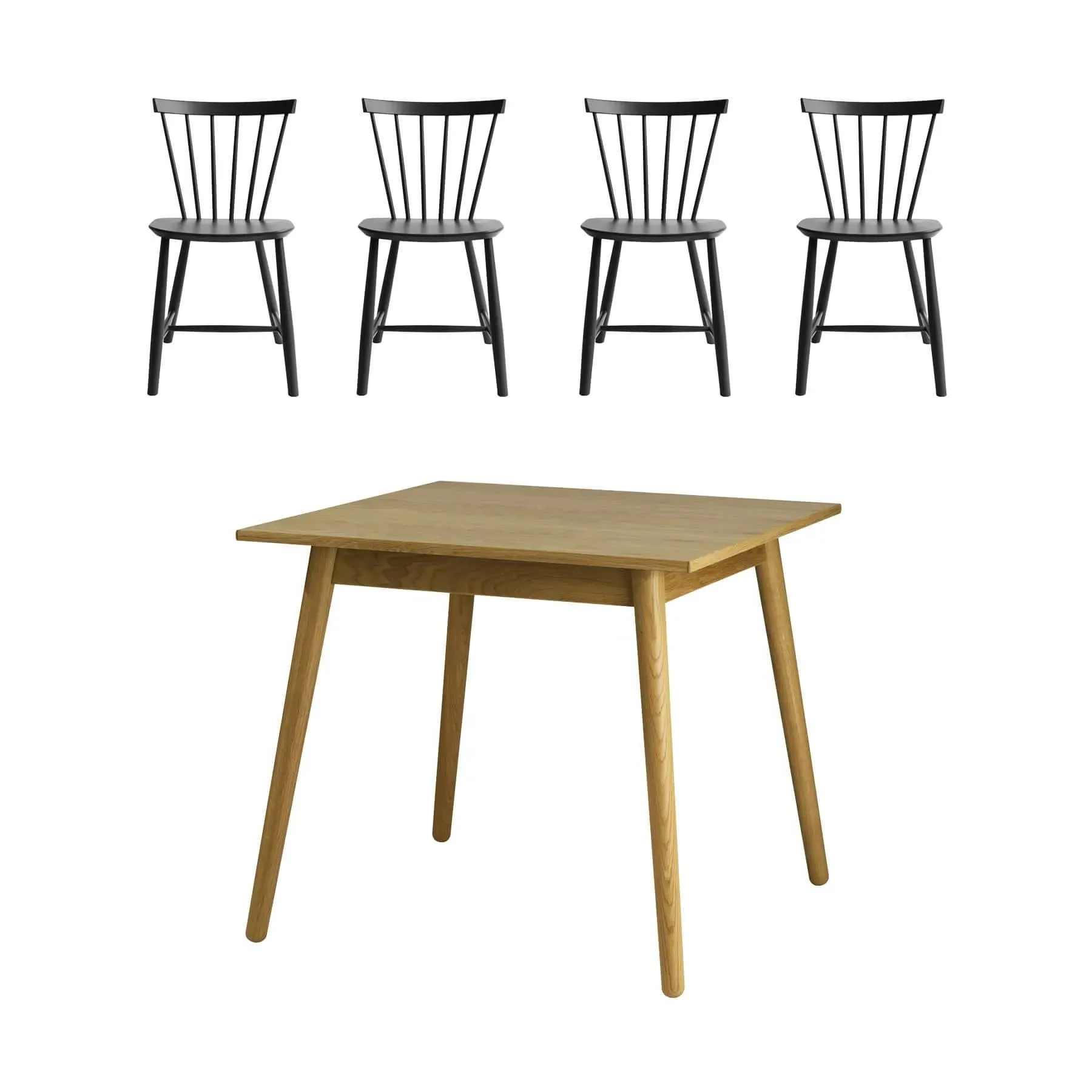 4-Seater Dining Set with Table - Black, Beech image