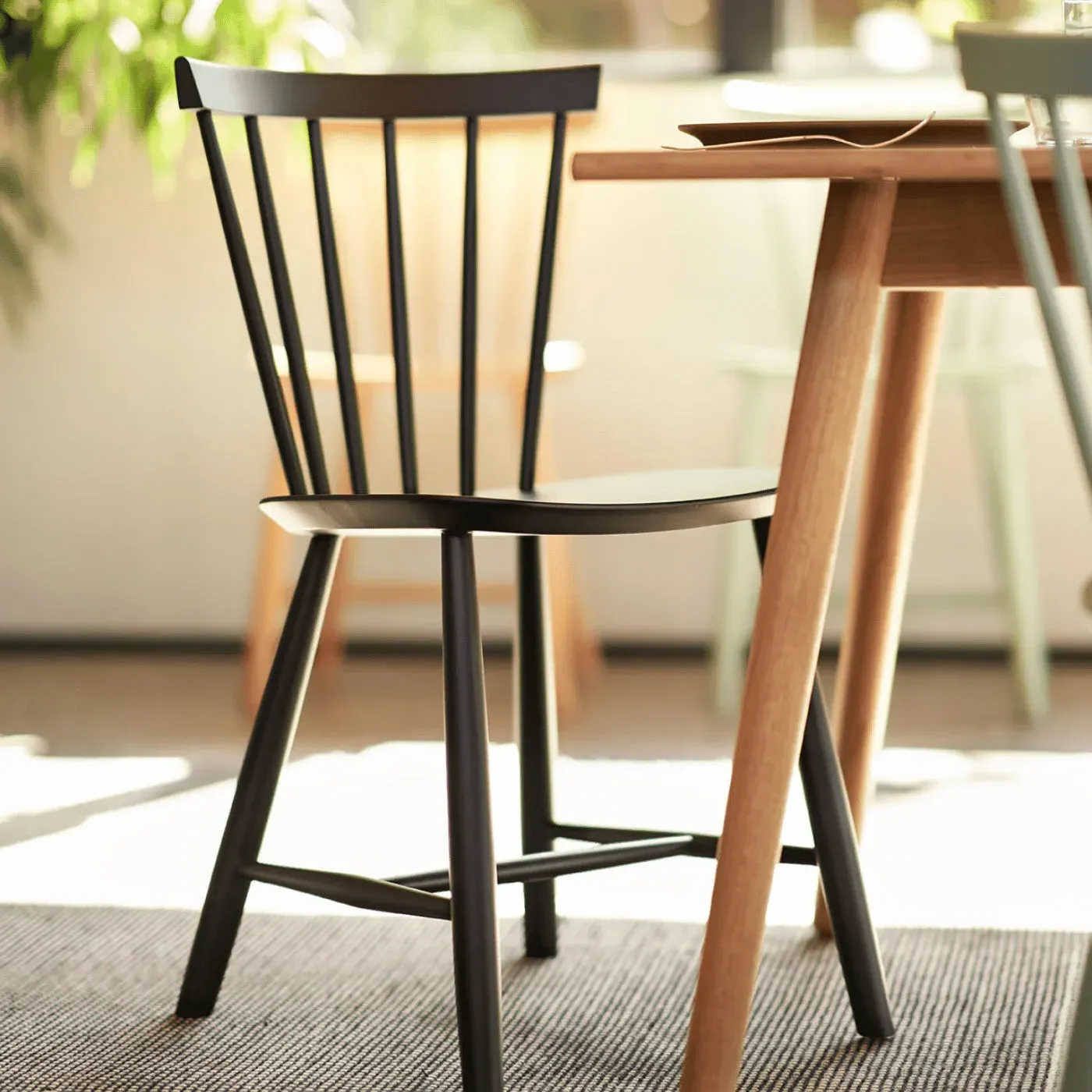 4-Seater Dining Set with Table - Green, Beech