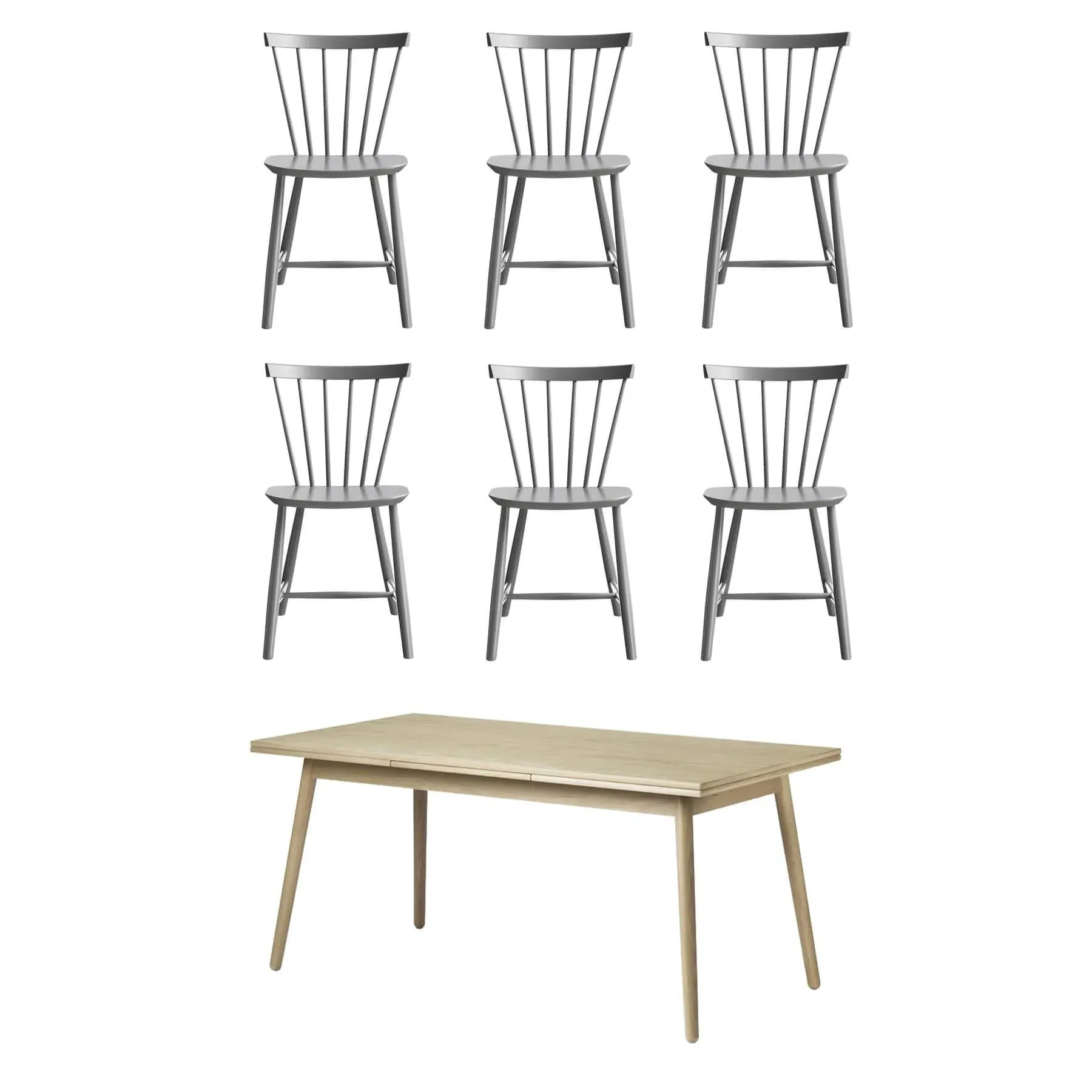 6-Seater Dining Bundle with Extension - Grey, Beech