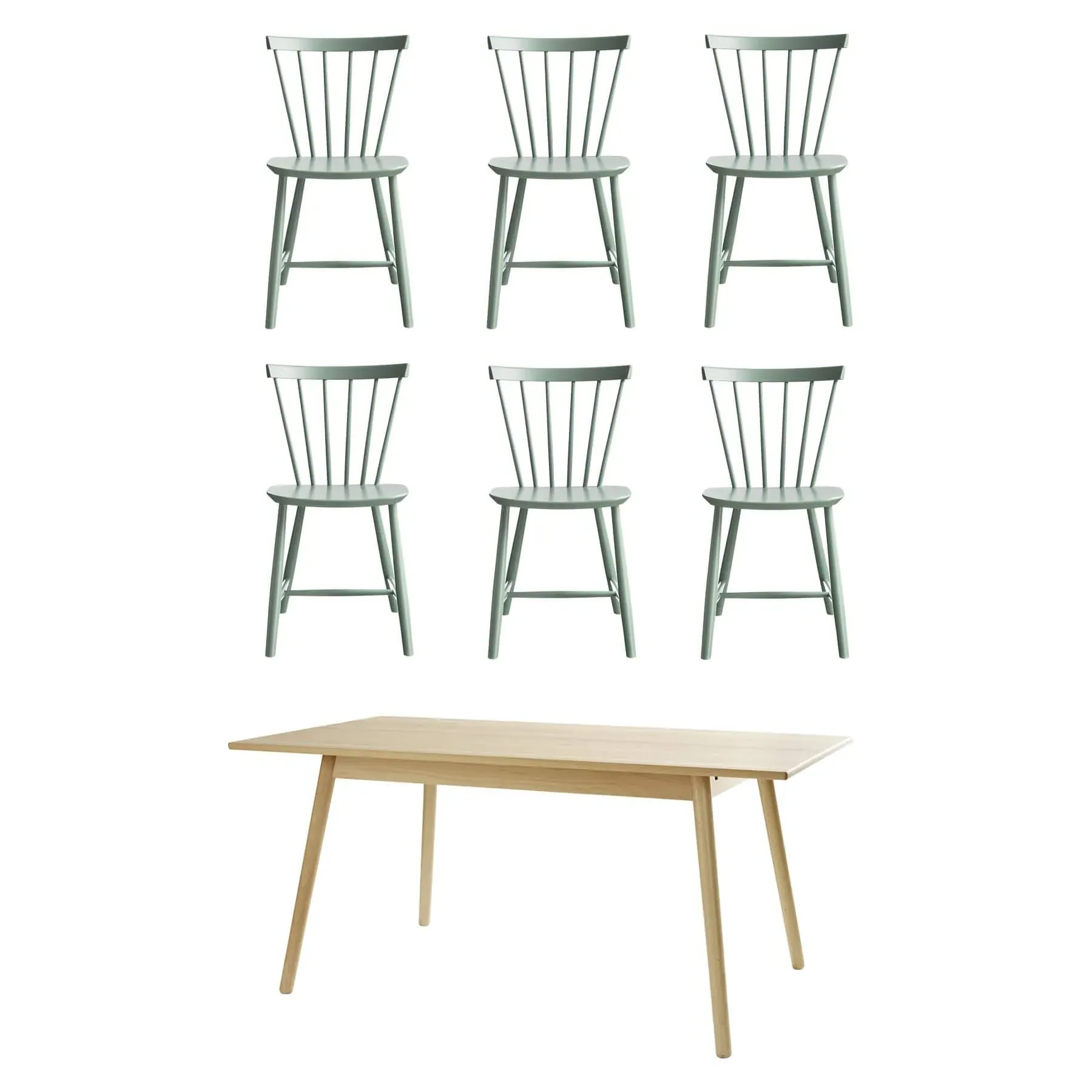 6-Seater Dining Bundle with Extensions - Green