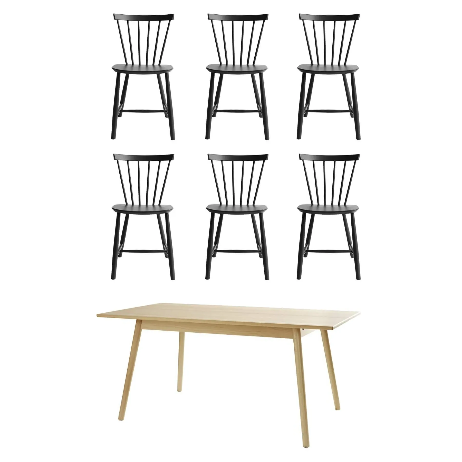 6-Seater Dining Set Bundle - Black, Beech image