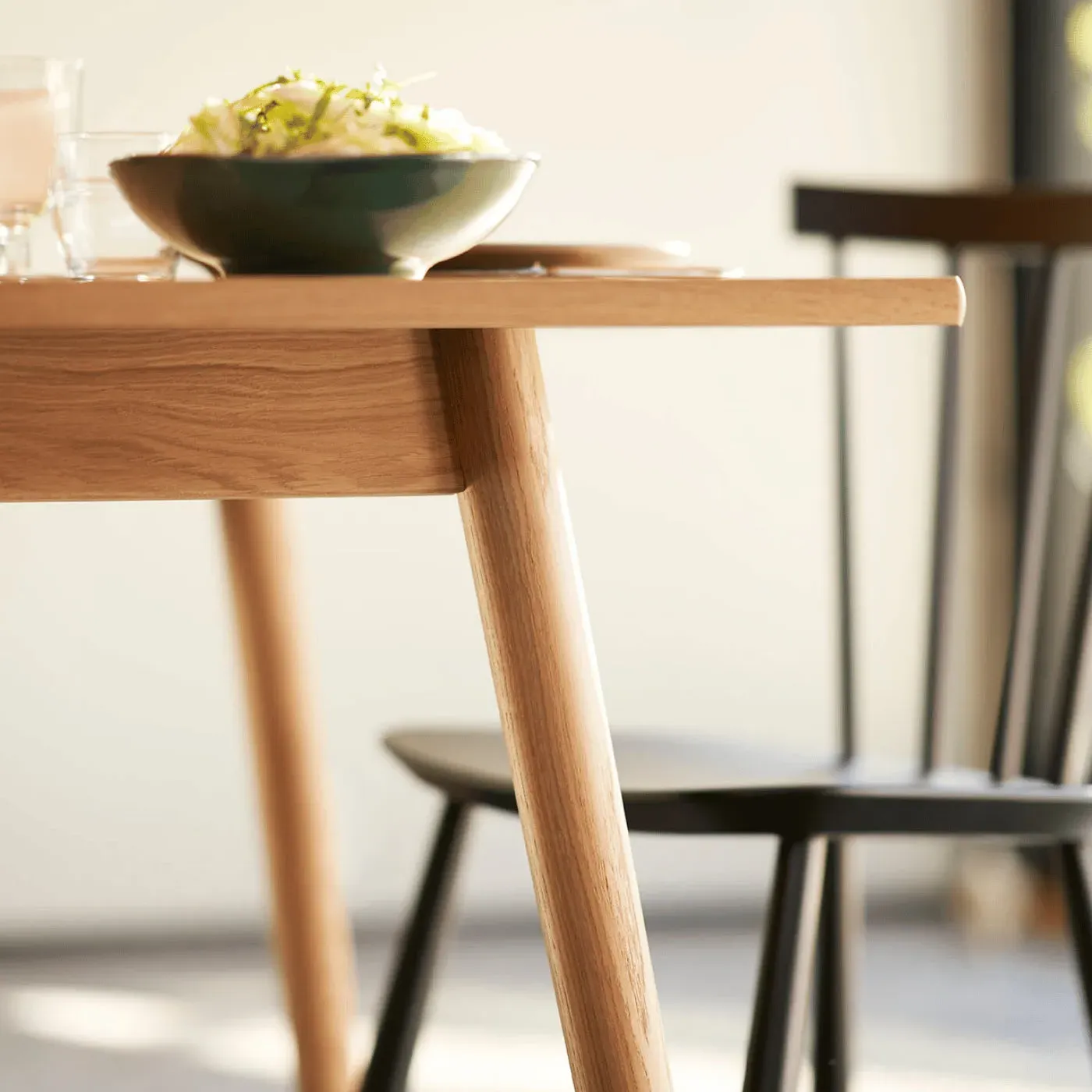 6-Seater Dining Set with Extensions - Black, Beech