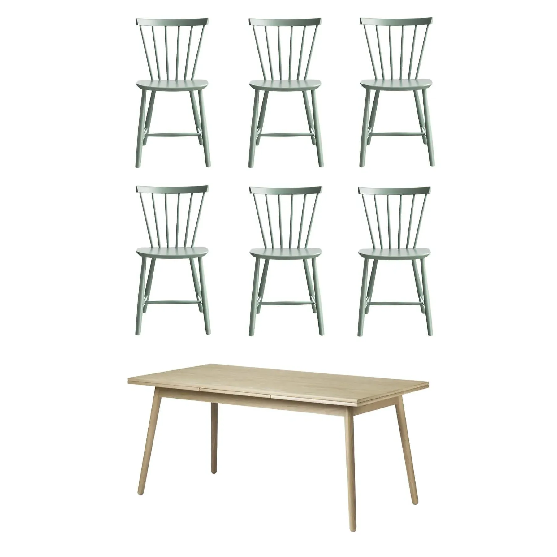 6-Seater Dining Set with Extensions - Black, Beech