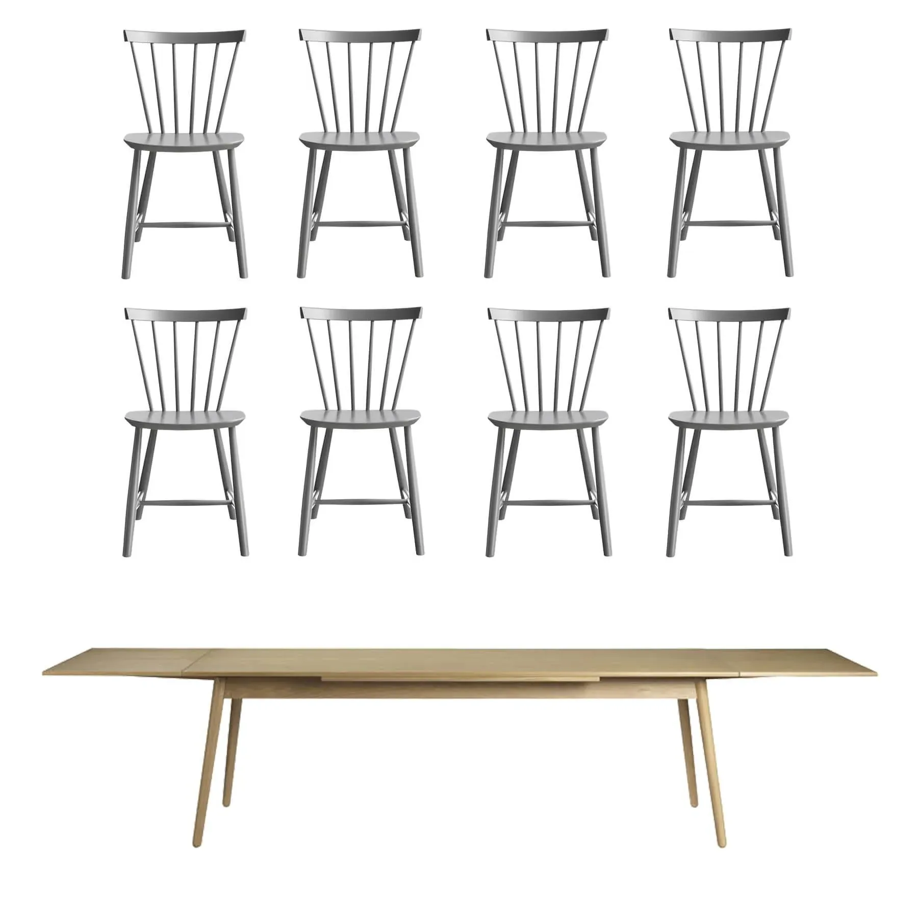 8-Seater Dining Bundle with Extension - Green, Beech