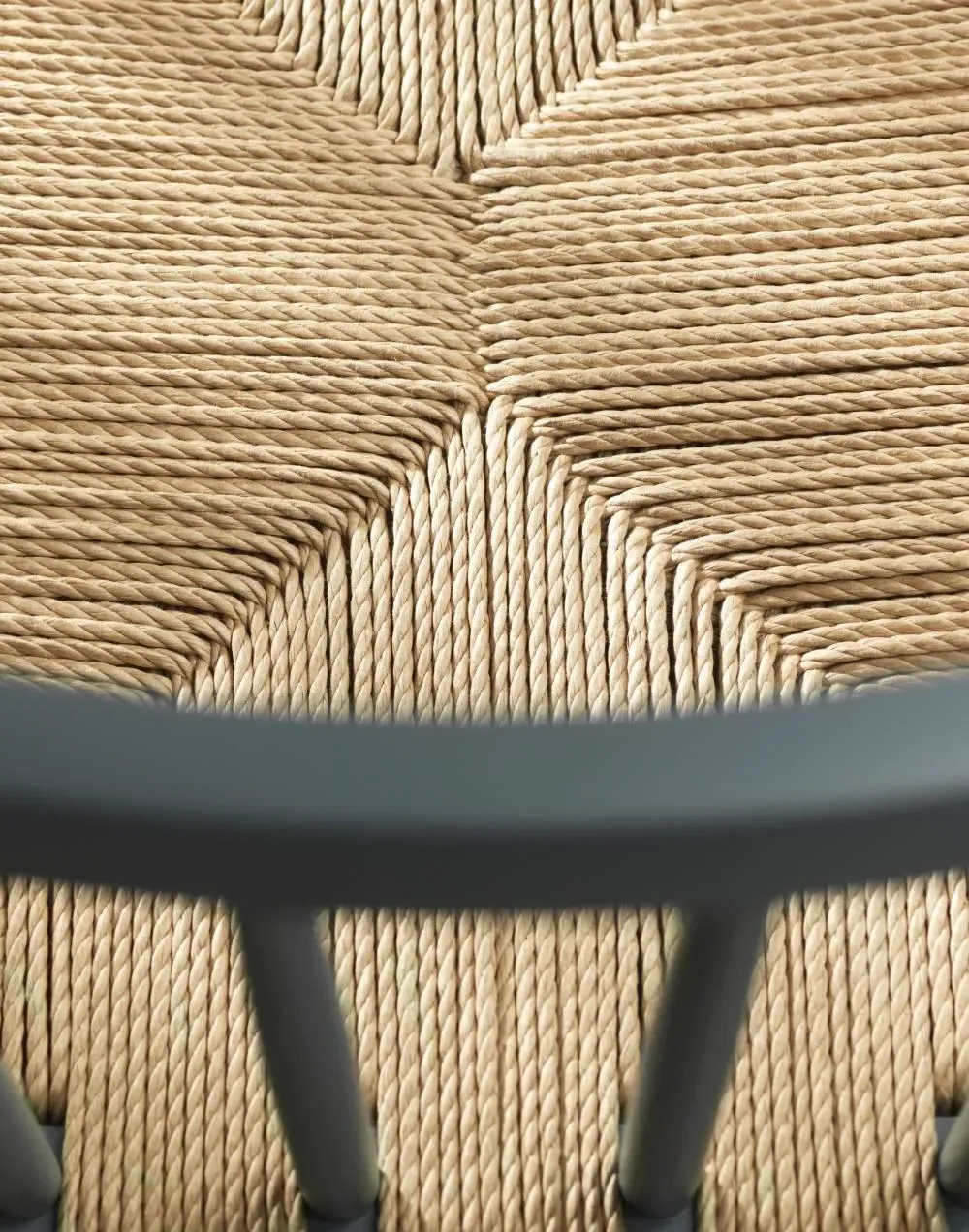 Dining Chair with Wicker Seat - Grey, Oak