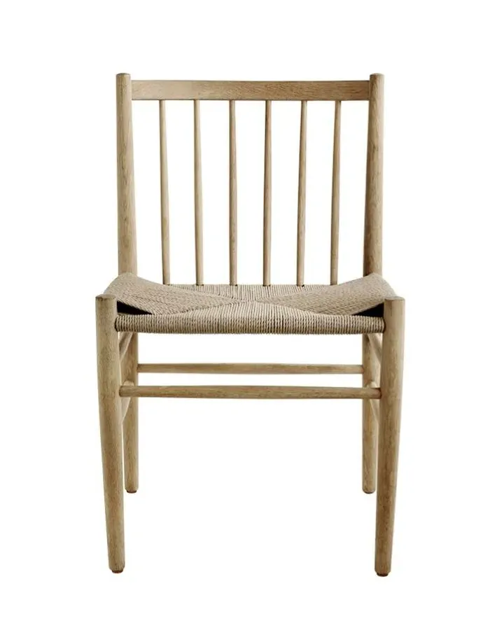 Dining Chair with Wicker Seat - Grey, Oak