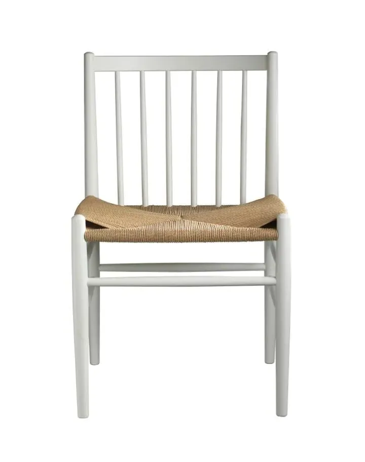 Dining Chair with Wicker Seat - White, Beech