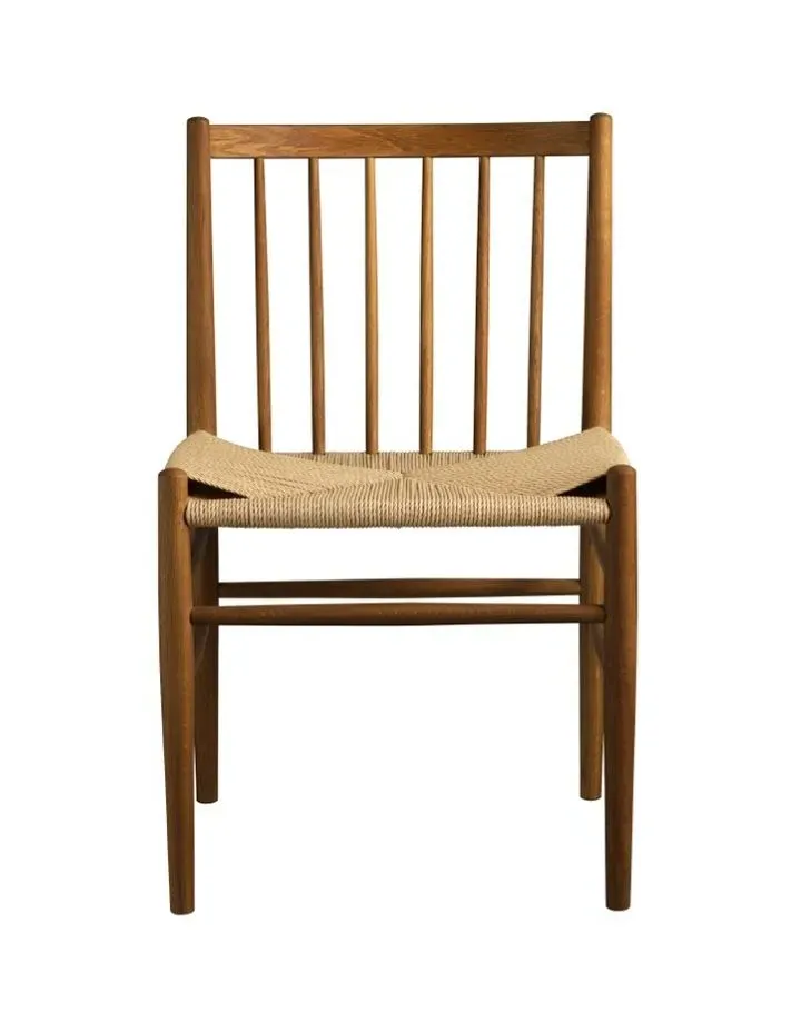J80 Dining Chair - Smoked Oak, Wicker Seat