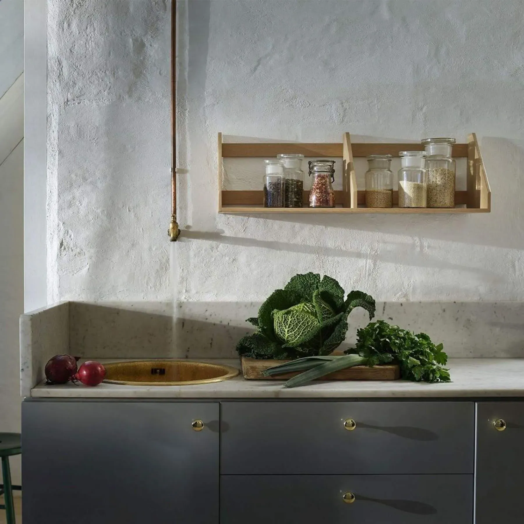 Large Wall Shelf with Storage - Wood