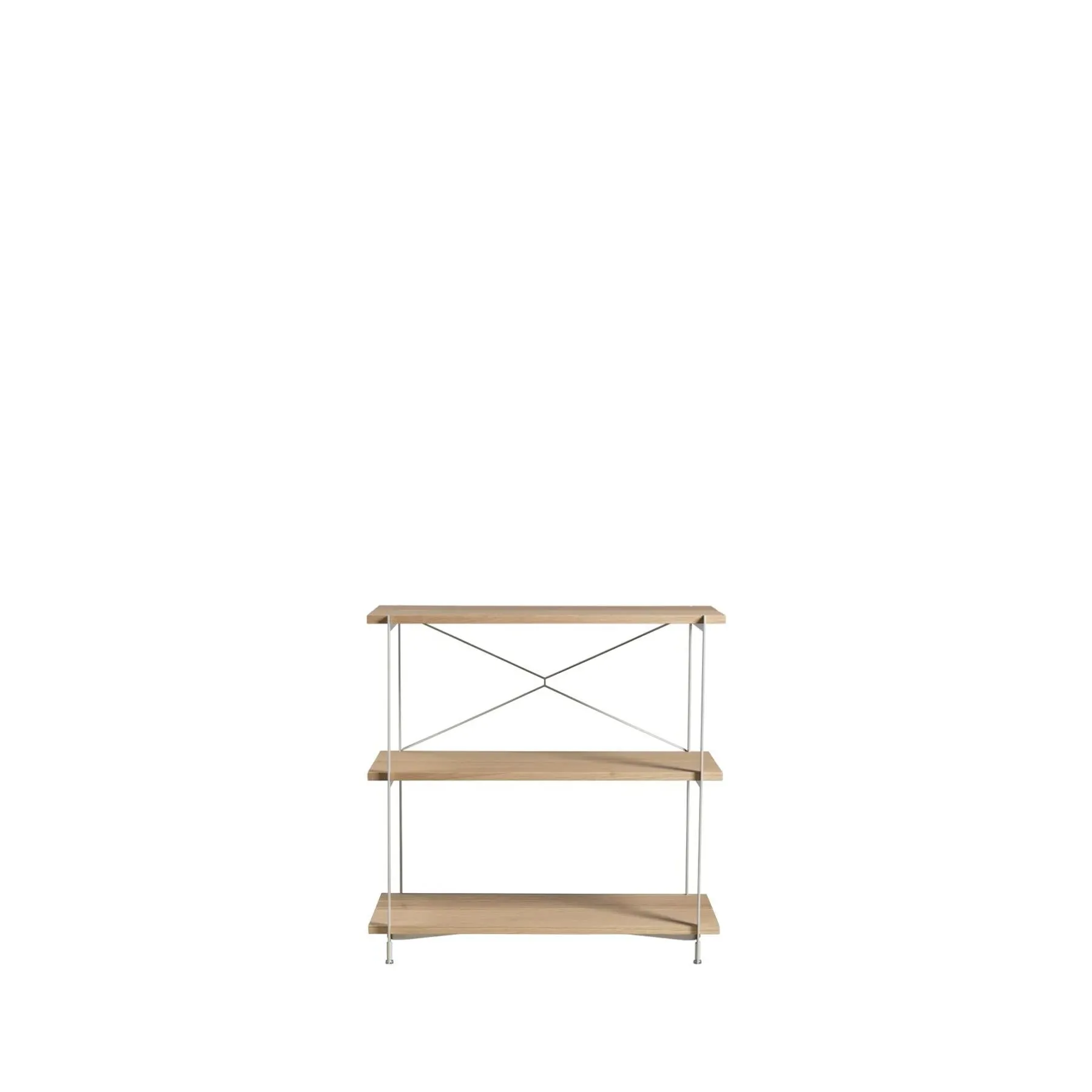Low Narrow Shelving Unit - Oak, Metal Frame image