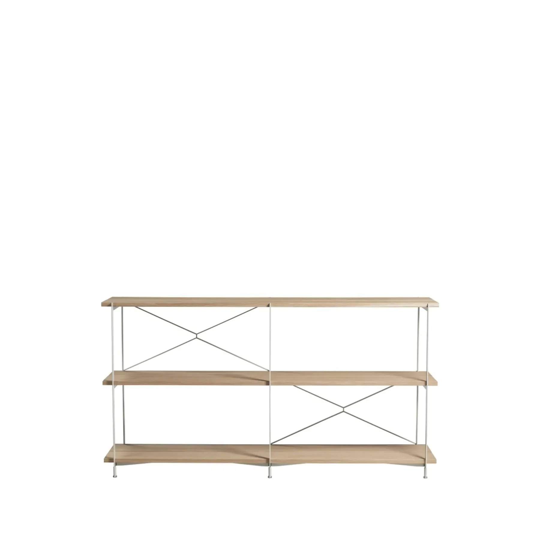 Low Wide Shelving Unit - Oak, Metal Frame