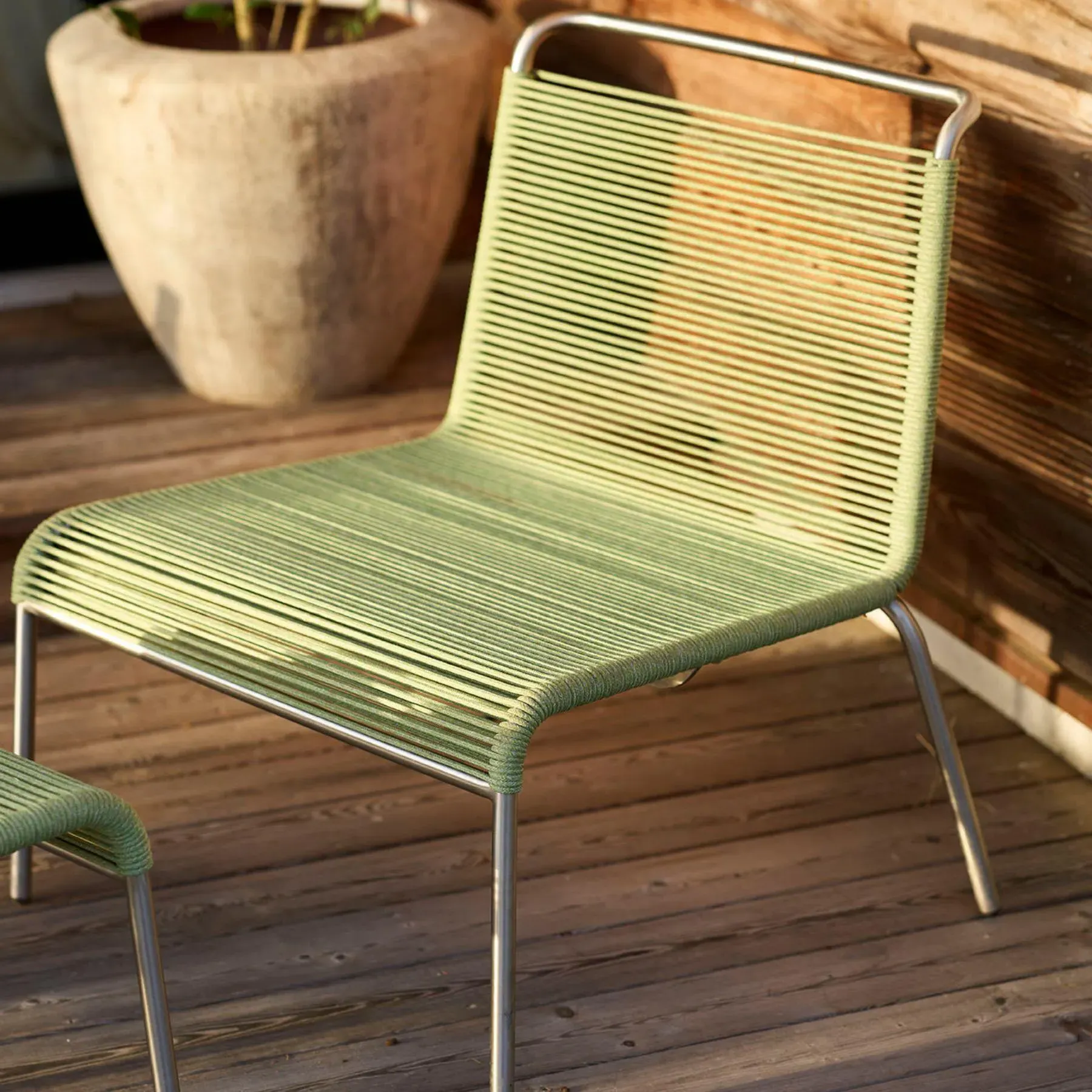 M20L Teglgard Cord Lounge Chair - Brown, Stainless Steel