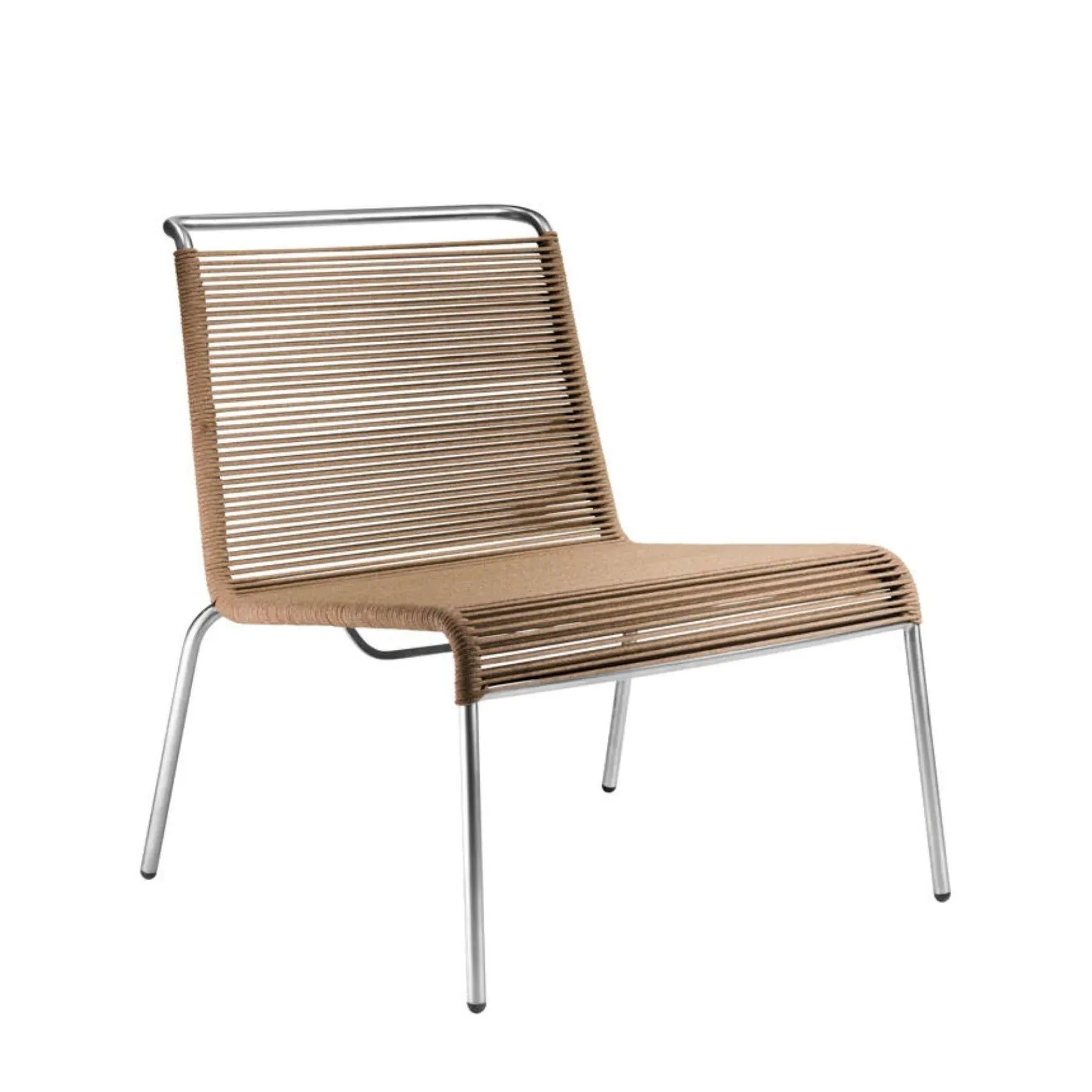 M20L Teglgard Cord Lounge Chair - Brown, Stainless Steel