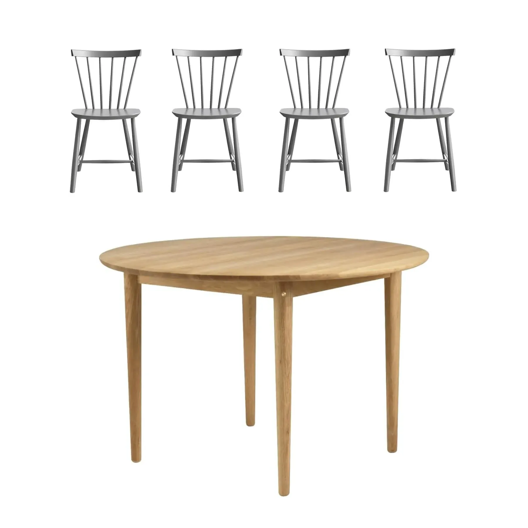 Round Dining Set with Extension - Grey, Oak