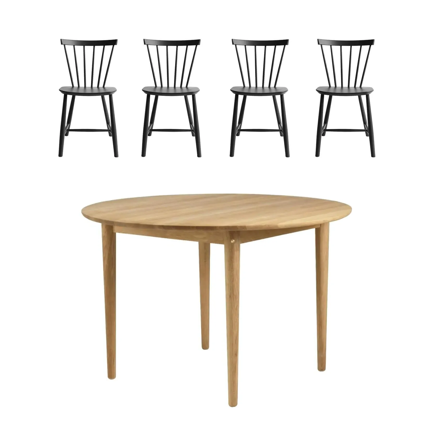 Round Dining Table Bundle with 4 Chairs - Black, Oak