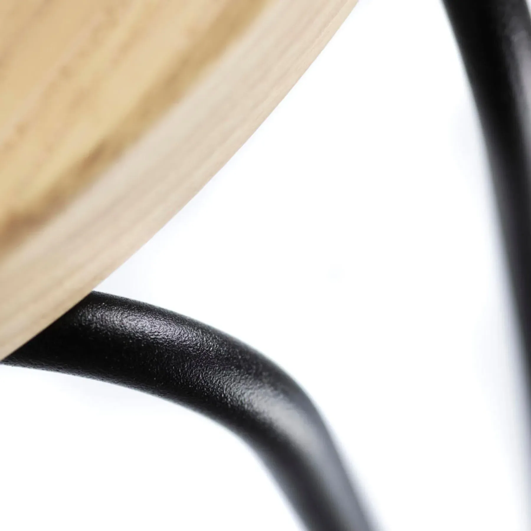 Round Stool with Steel Legs - Oak Wood