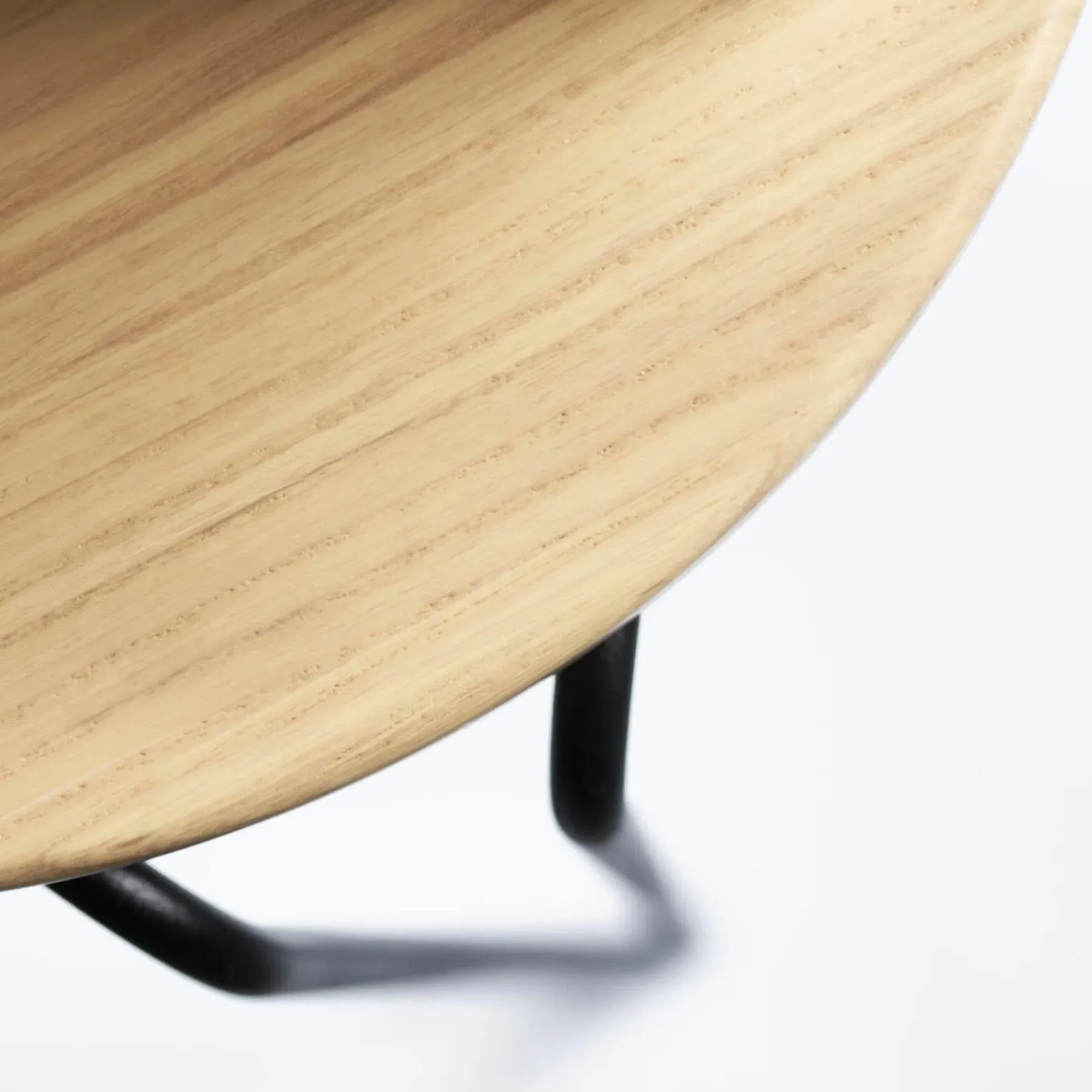 Round Stool with Steel Legs - Oak Wood