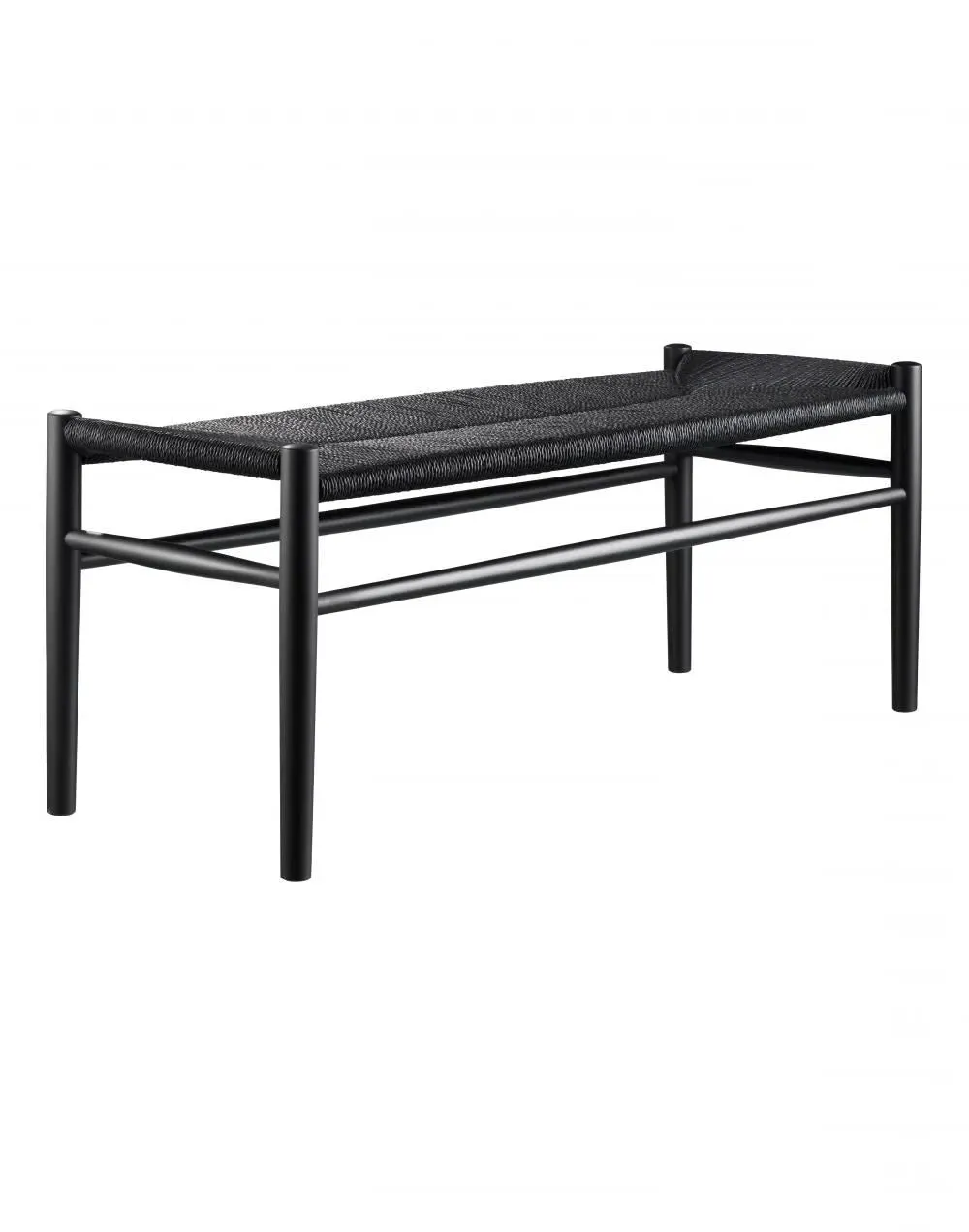 Small Bench with Woven Seat - Black, Beech