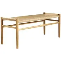 Small Bench with Woven Seat - Natural, Oak
