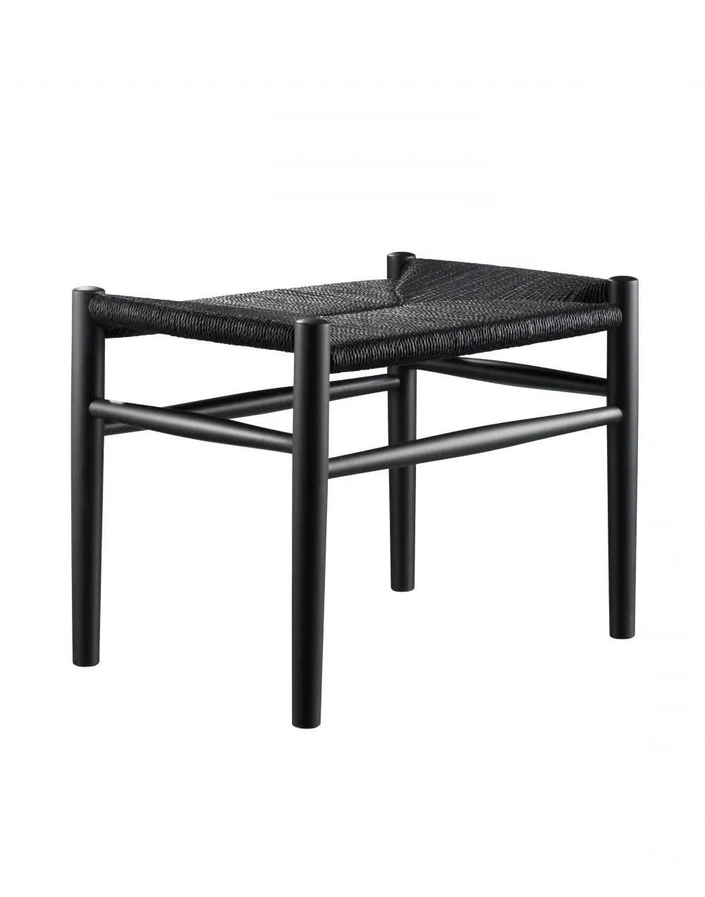 Stool with Woven Seat - Black, Beech