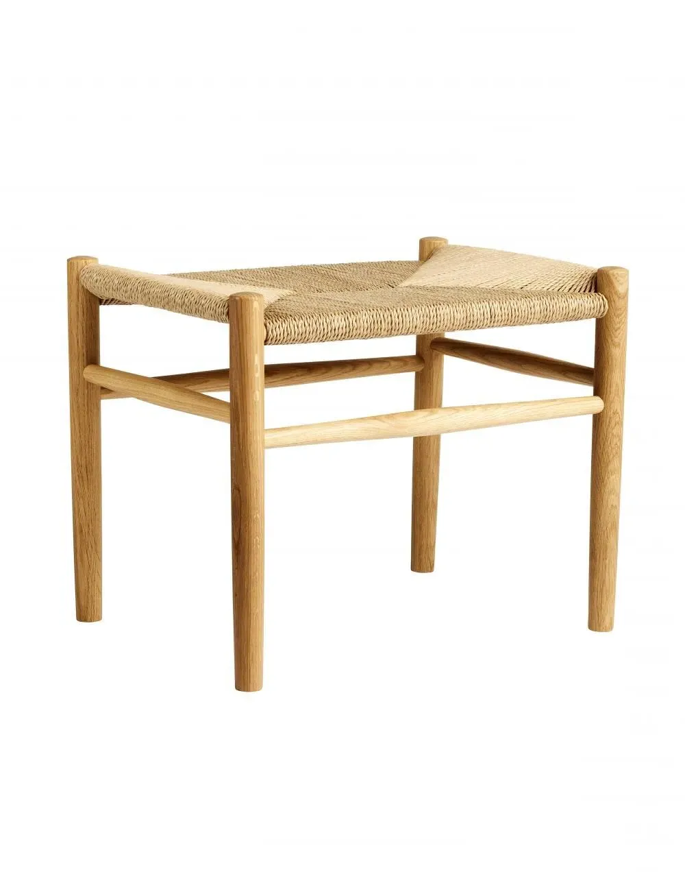 Stool with Woven Seat - Smoked, Oak