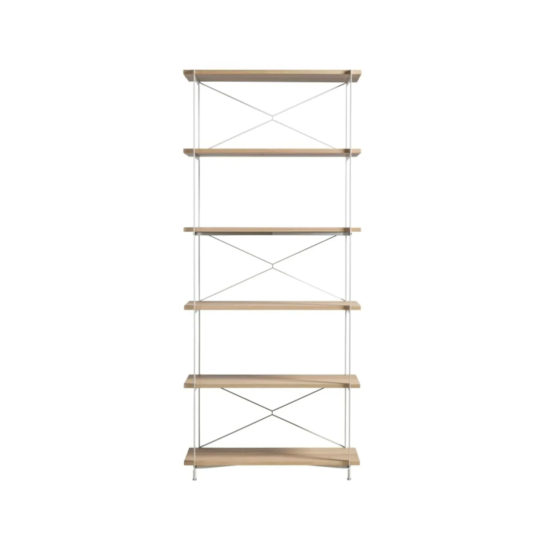 Tall Narrow Shelving Unit - Oak, Metal Frame