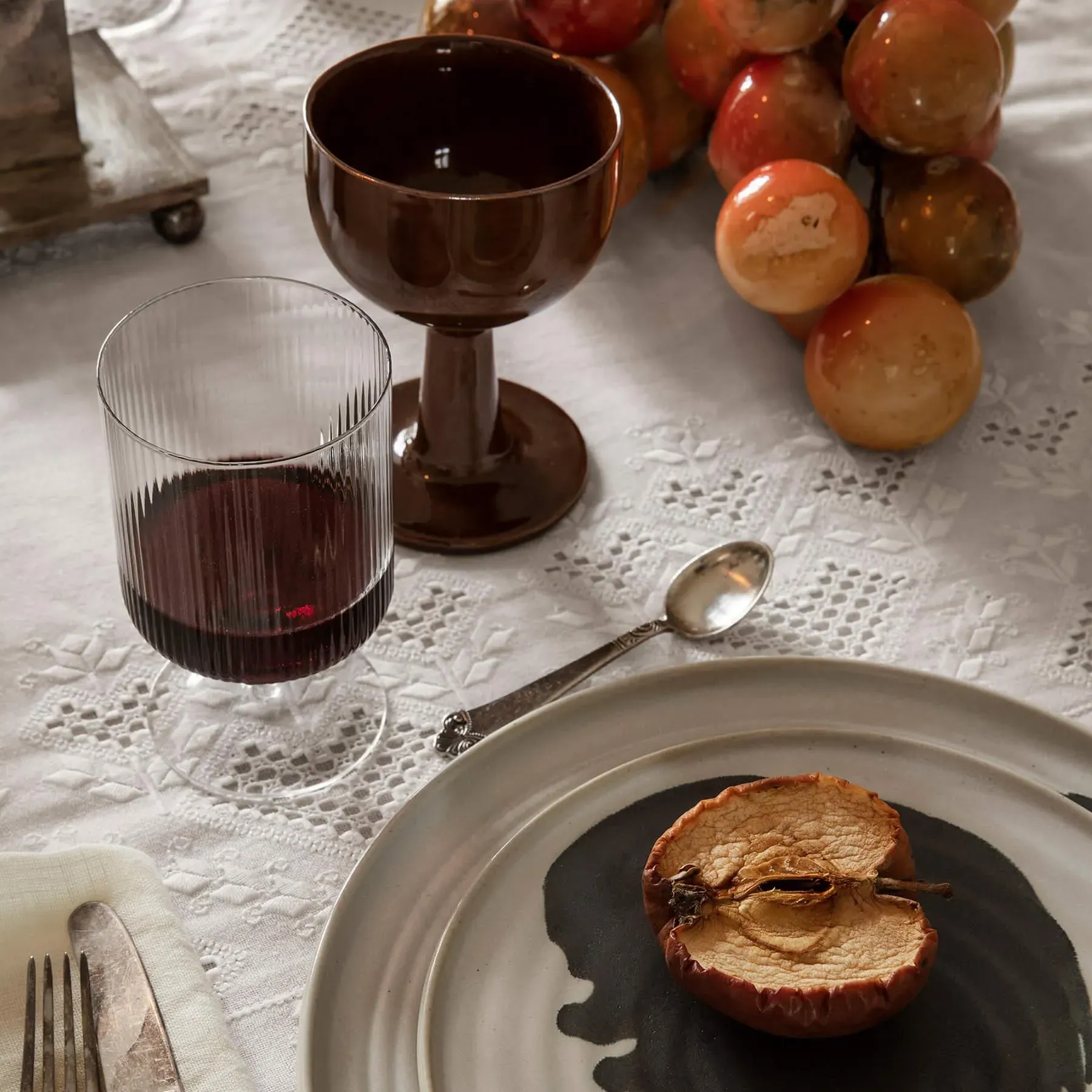 2-Piece Wine Glass Set with Ripple - Clear Glass