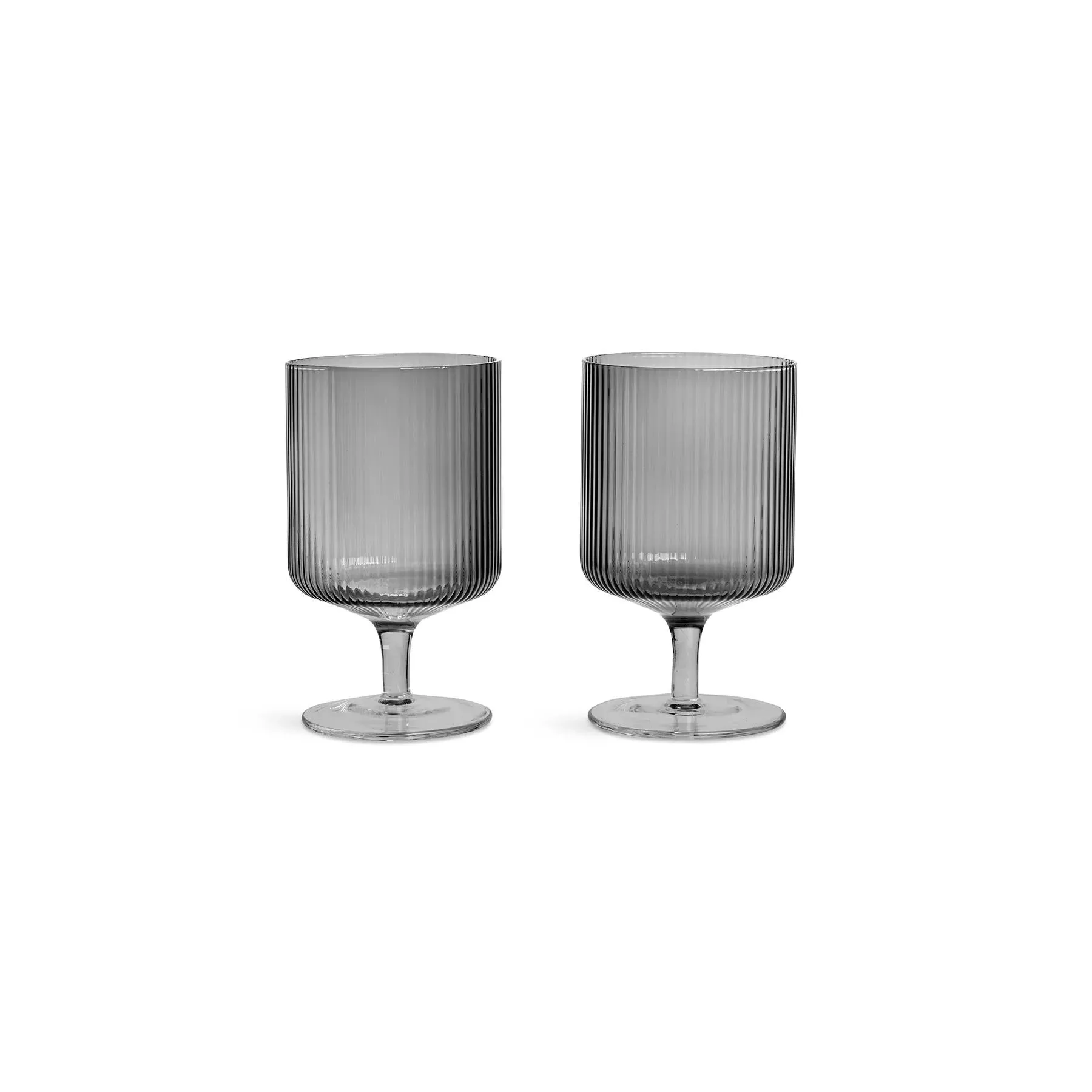 2-Piece Wine Glass Set with Ripple - Smoke Glass