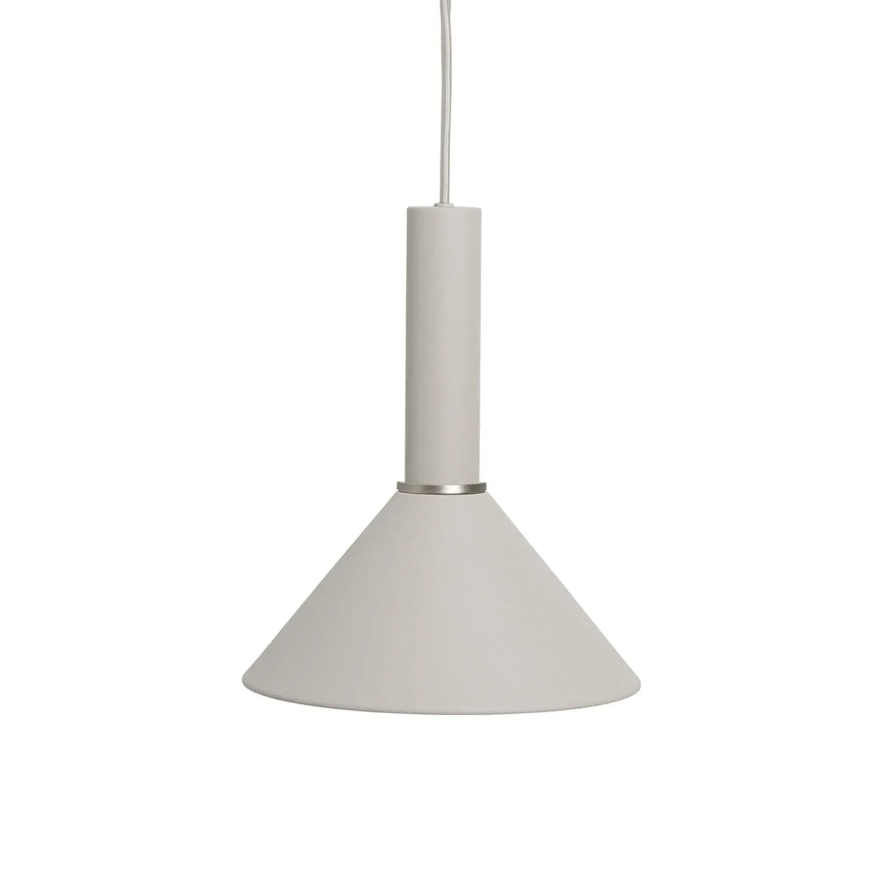 Cone Pendant Light High Drop - Light Grey, Metal