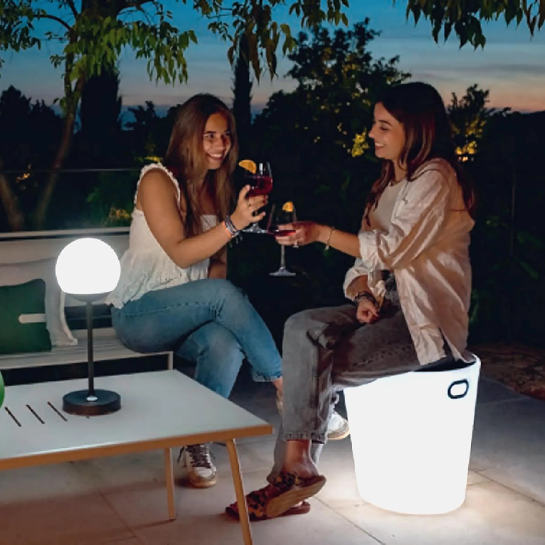 Outdoor Lighting Stool with Bluetooth - Ochre