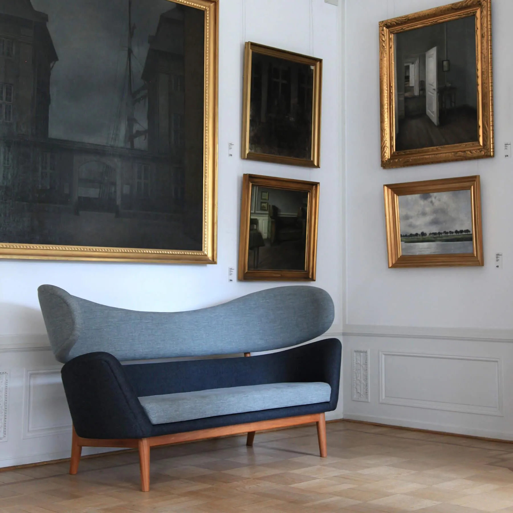 2-Seater Sofa with Springs - Blue, Linen