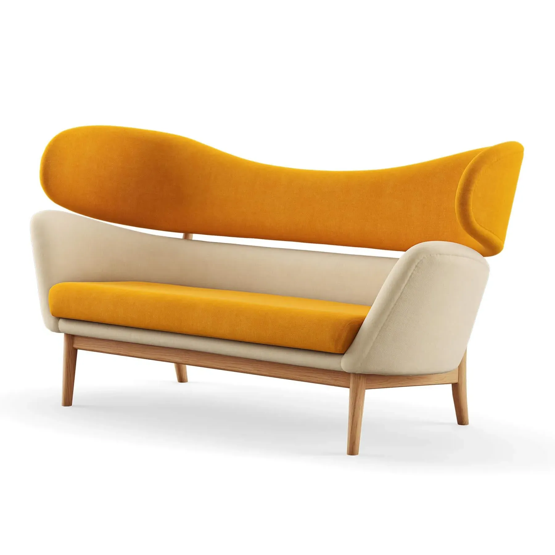 2-Seater Sofa with Springs - Grey, Wool