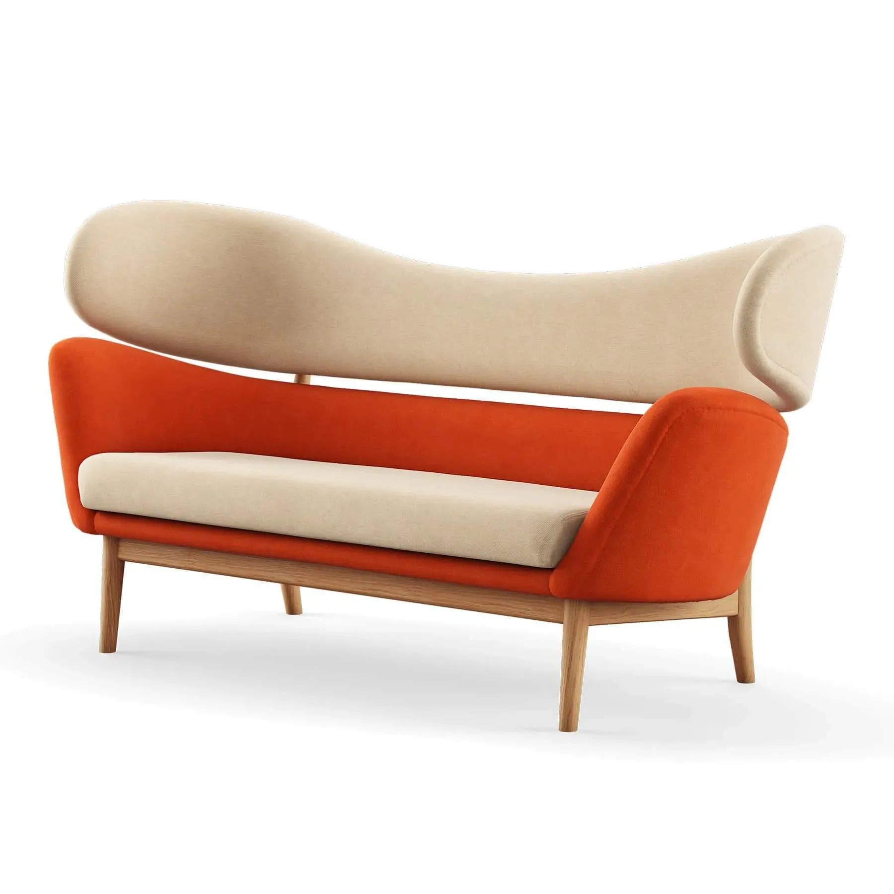 2-Seater Sofa with Springs - Orange, Linen