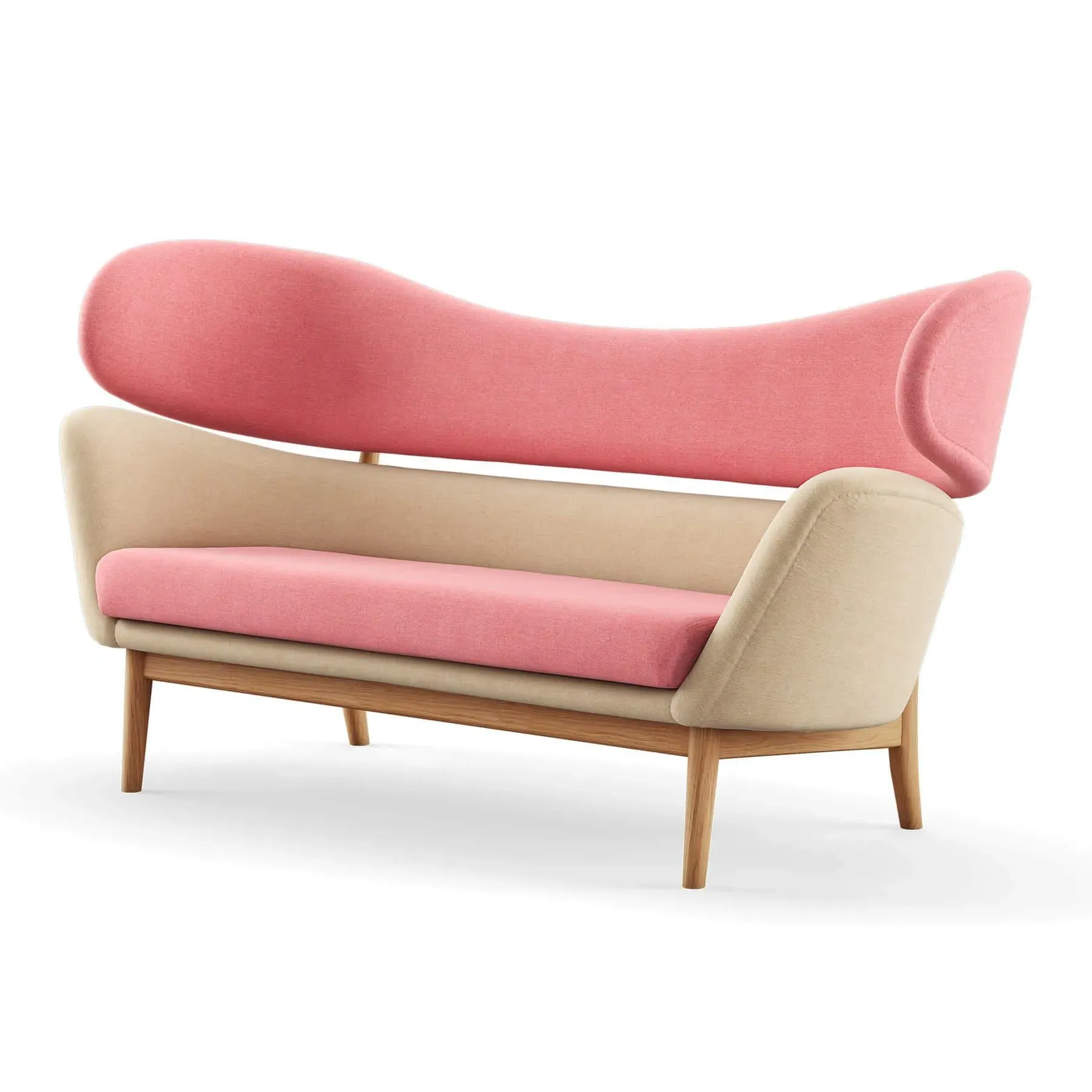 2-Seater Sofa with Springs - Pink, Linen