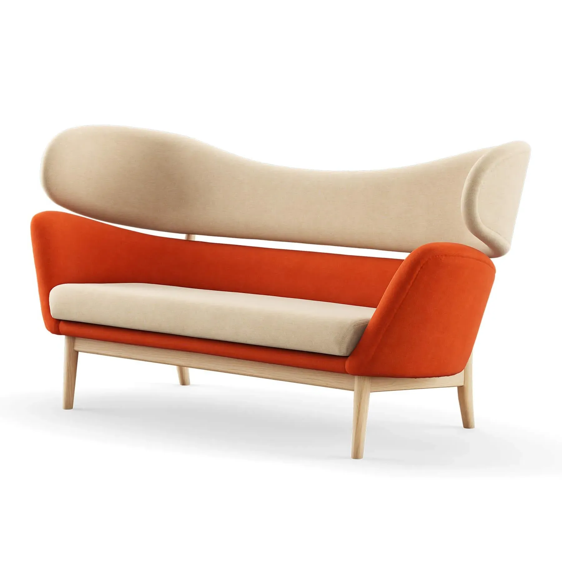 2-Seater Sofa with Springs - Pumpkin Spice, Linen
