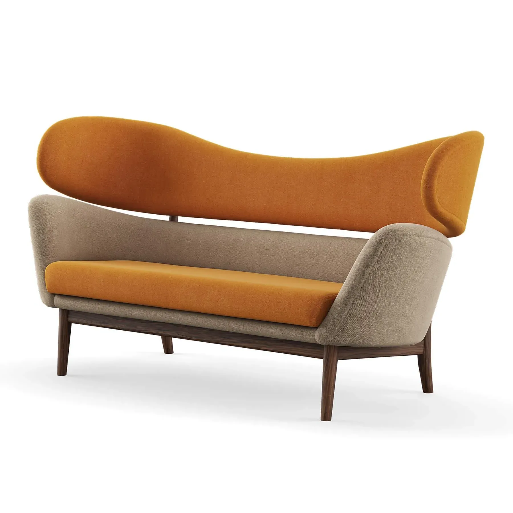 2-Seater Sofa with Springs - Walnut