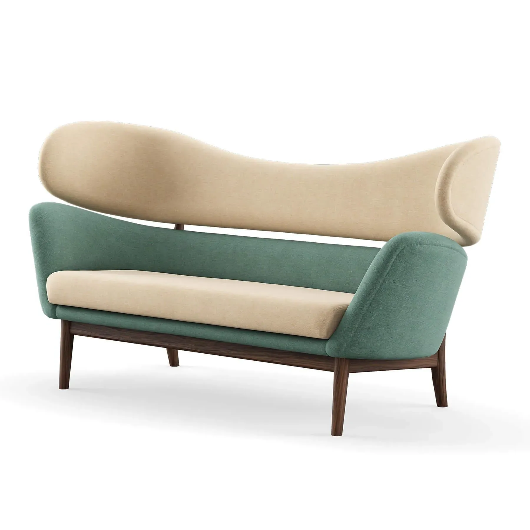 2-Seater Sofa with Springs - Walnut
