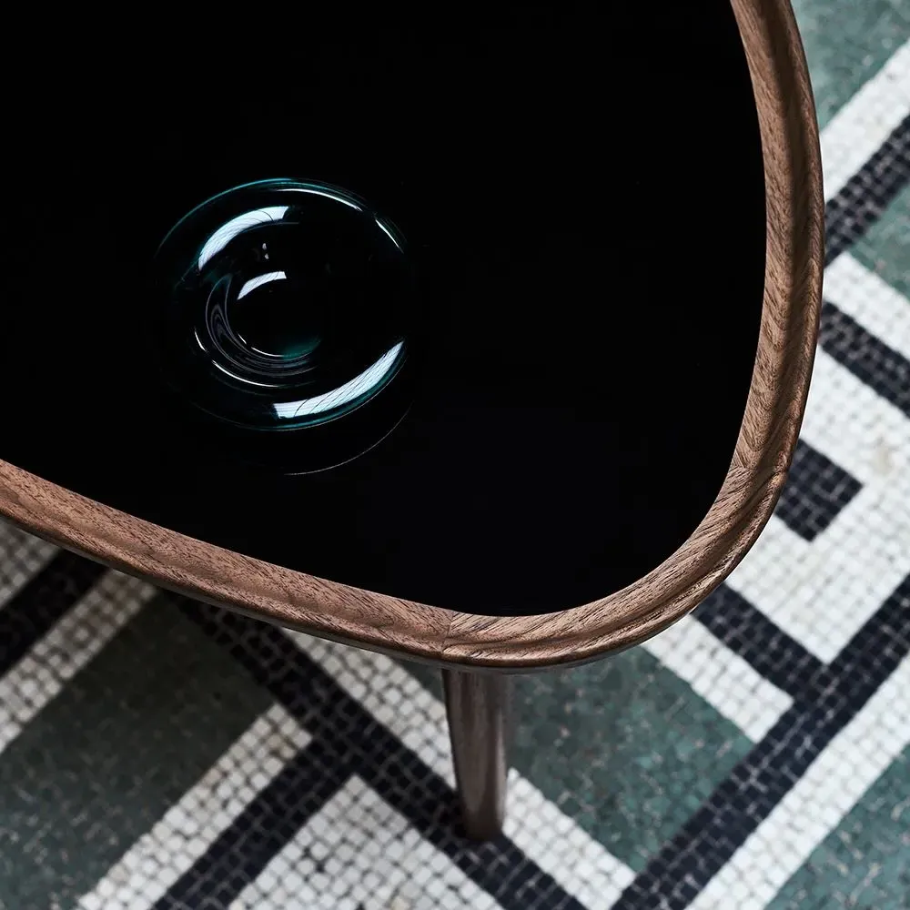Eye Table - Walnut, Black Gloss Laminate