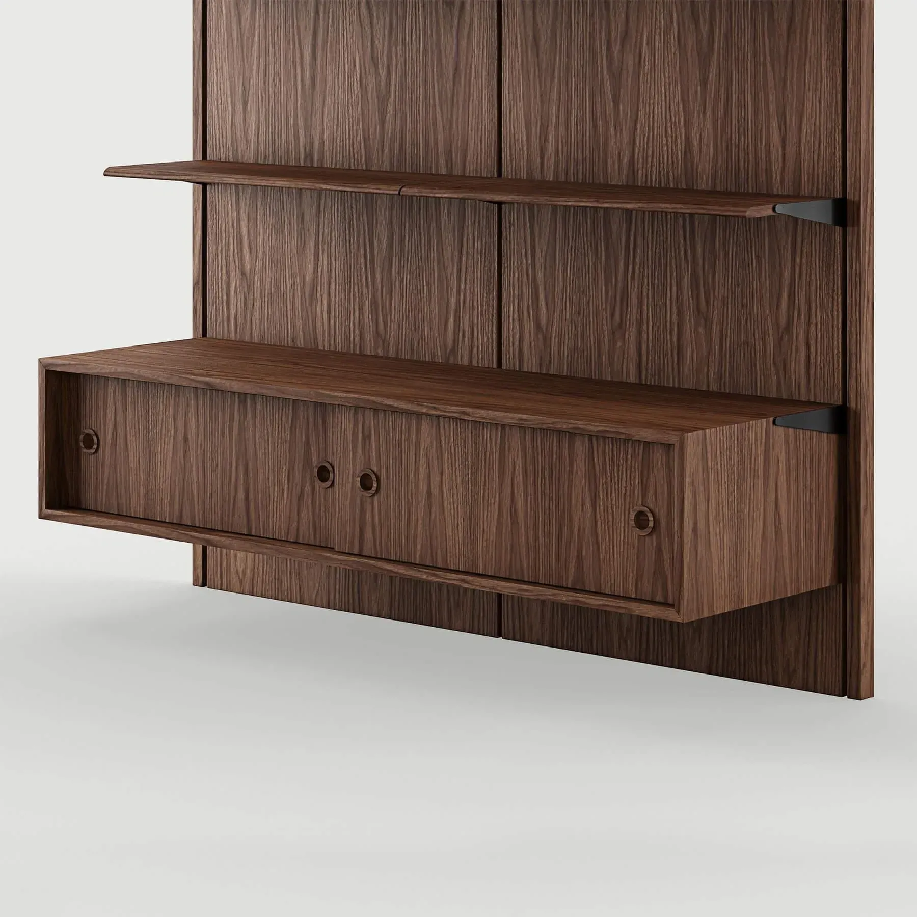 Large Cabinet with Sliding Door for Panel System - Oak