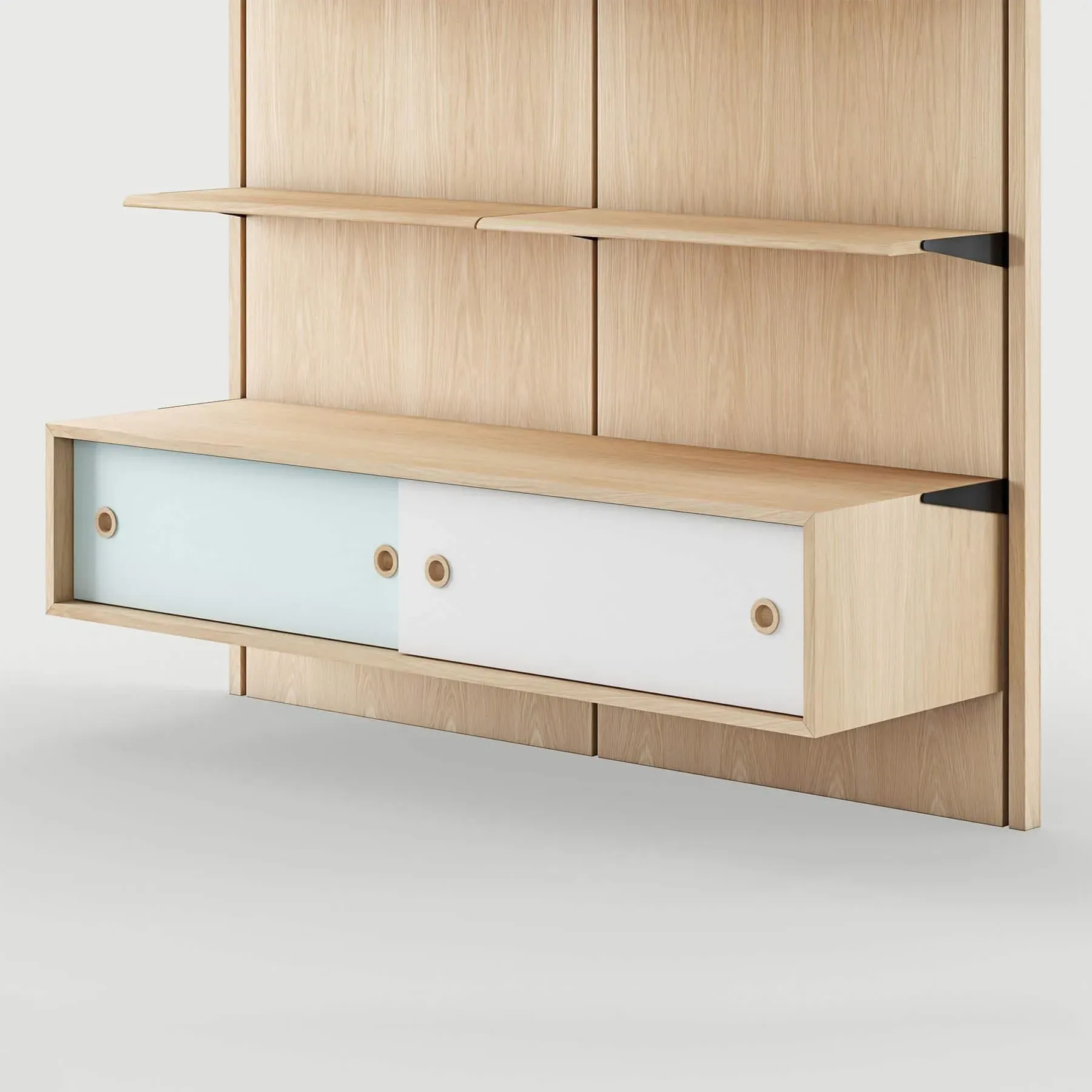 Large Cabinet with Sliding Door for Panel System - Walnut