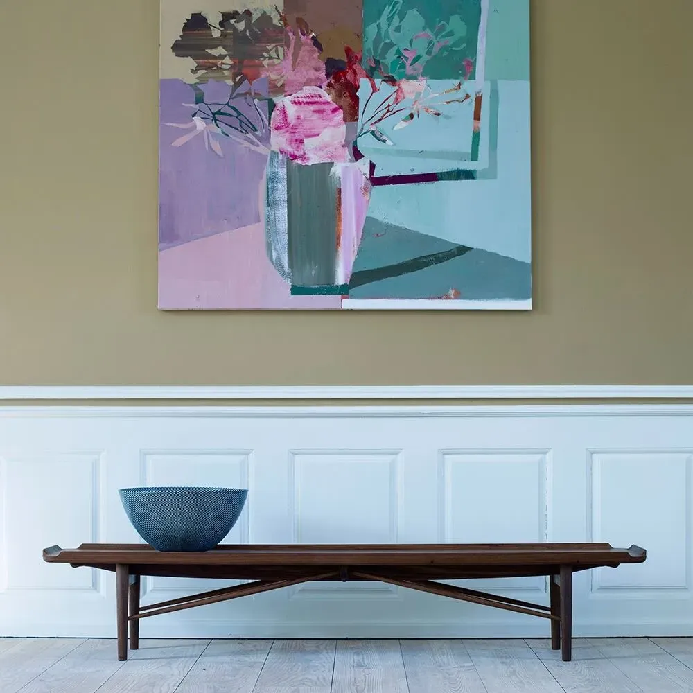 Large Cocktail Bench with Fabric Cushions - Oak