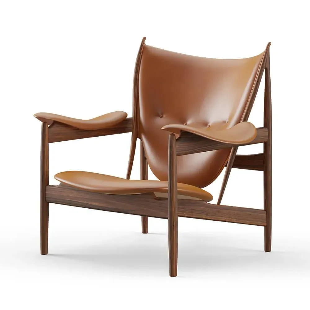 Lounge Chair with Curved Frame - Cognac, Leather image