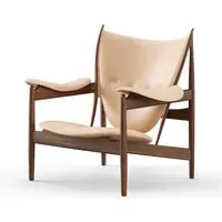 Lounge Chair with Curved Frame - Natural, Leather
